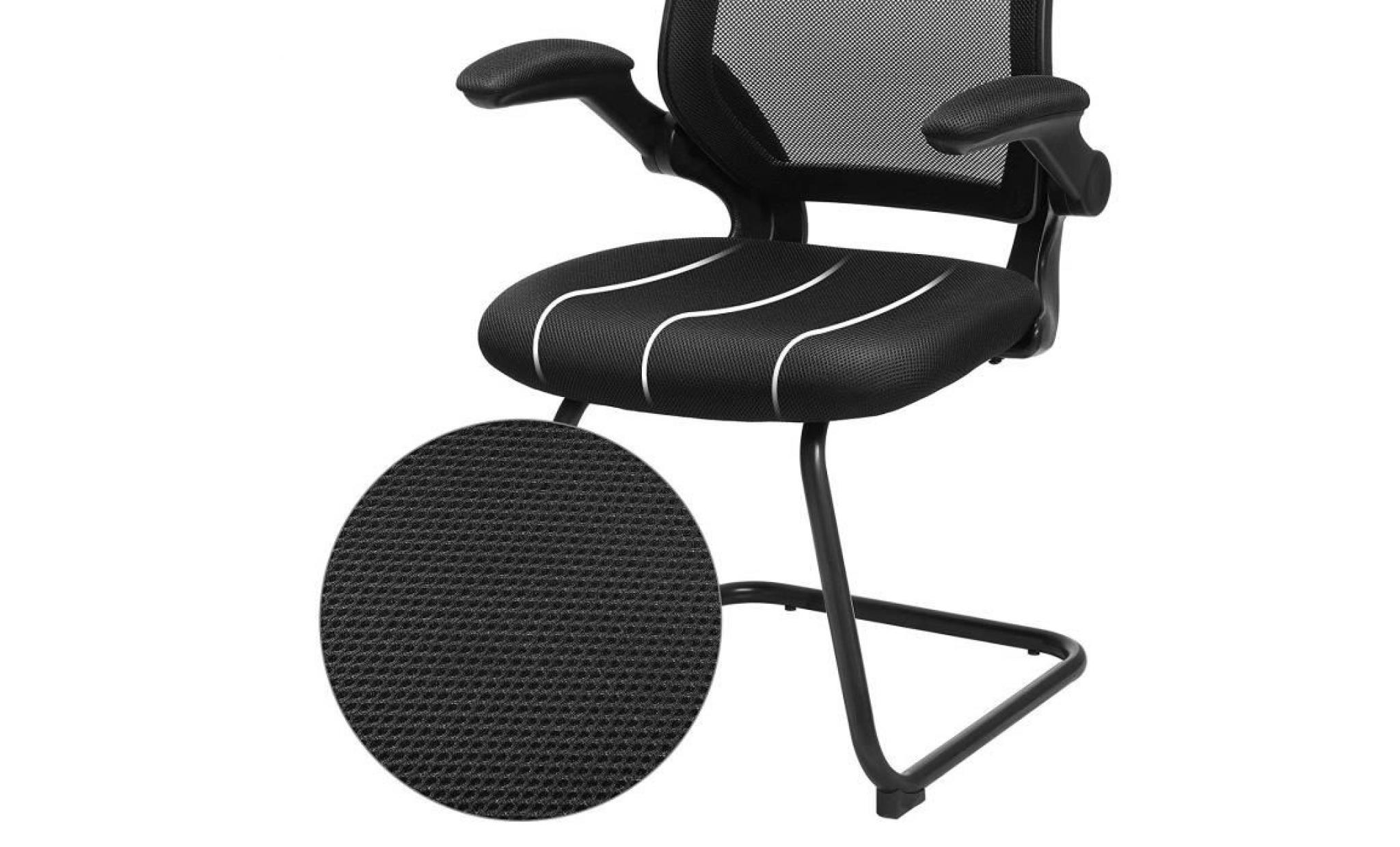 songmics fauteuil de bureau en maille hauteur 99 cm chaise de bureau accoudoirs pliables charge max.150 kg noir obn35bk pas cher