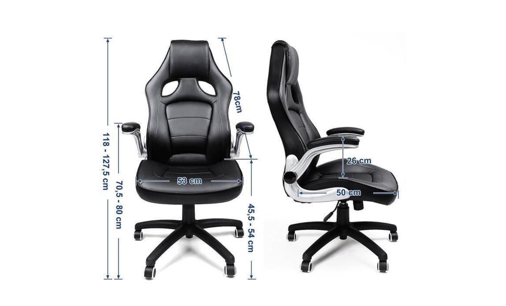 songmics chaise de bureau fauteuil de bureau hauteur réglable 118 127,5 cm revêtement en pu siège de bureau obg62b pas cher