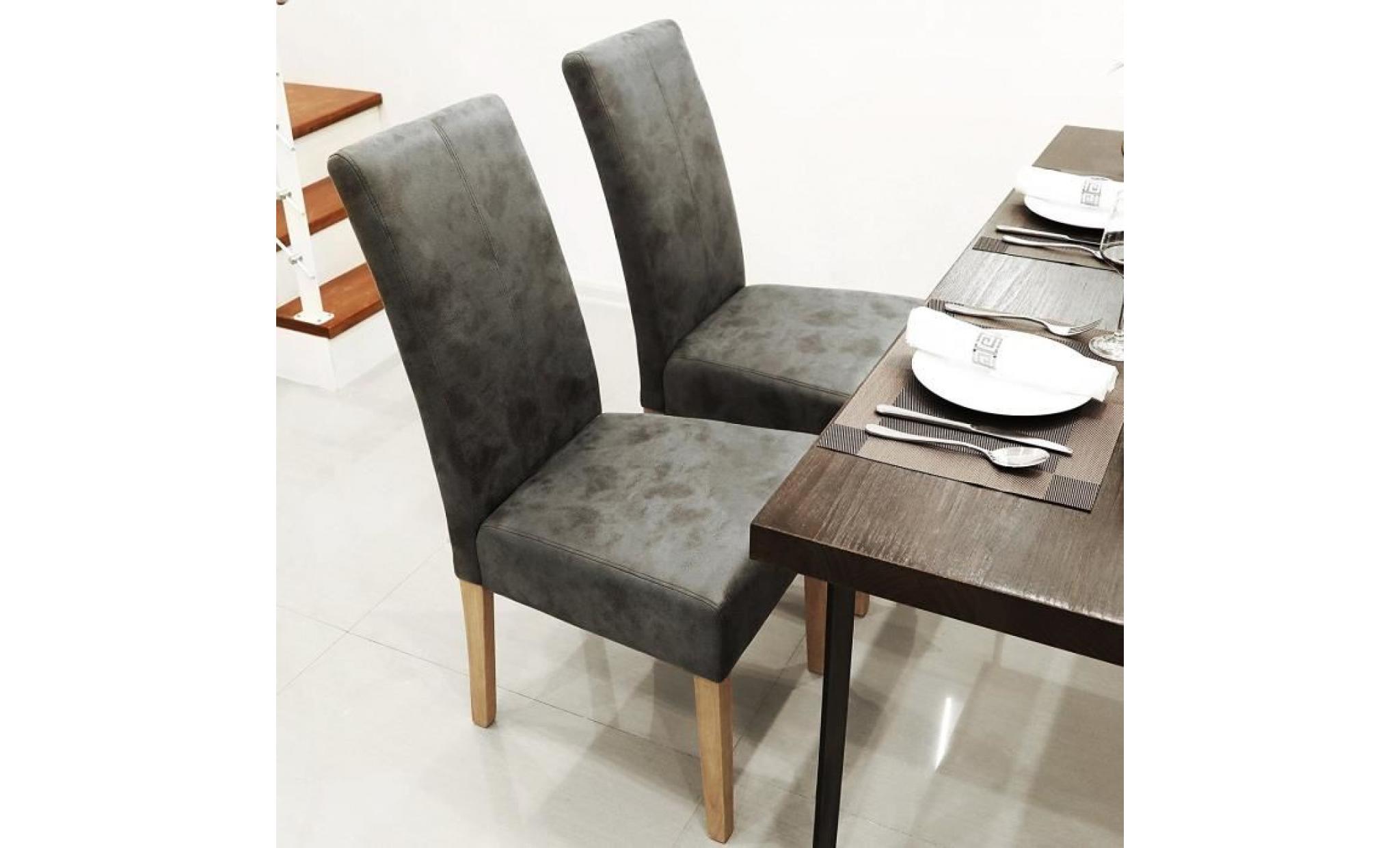 lot de 2 chaises de salle à manger pieds en pin massif revêtement en velours de suédé gris foncé 48 x 61 x 99,5 cm ldc41g songmics