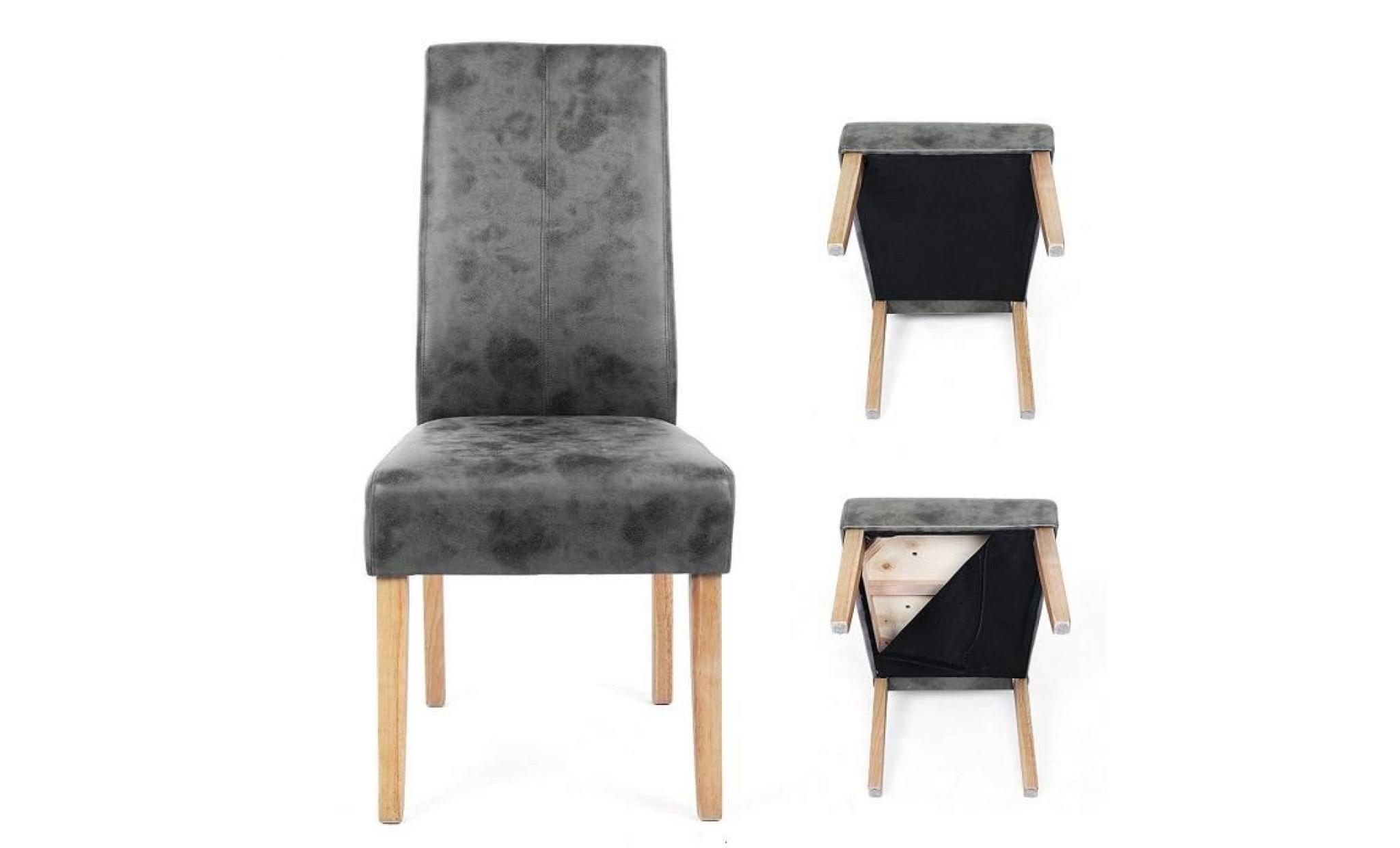lot de 2 chaises de salle à manger pieds en pin massif revêtement en velours de suédé gris foncé 48 x 61 x 99,5 cm ldc41g songmics pas cher