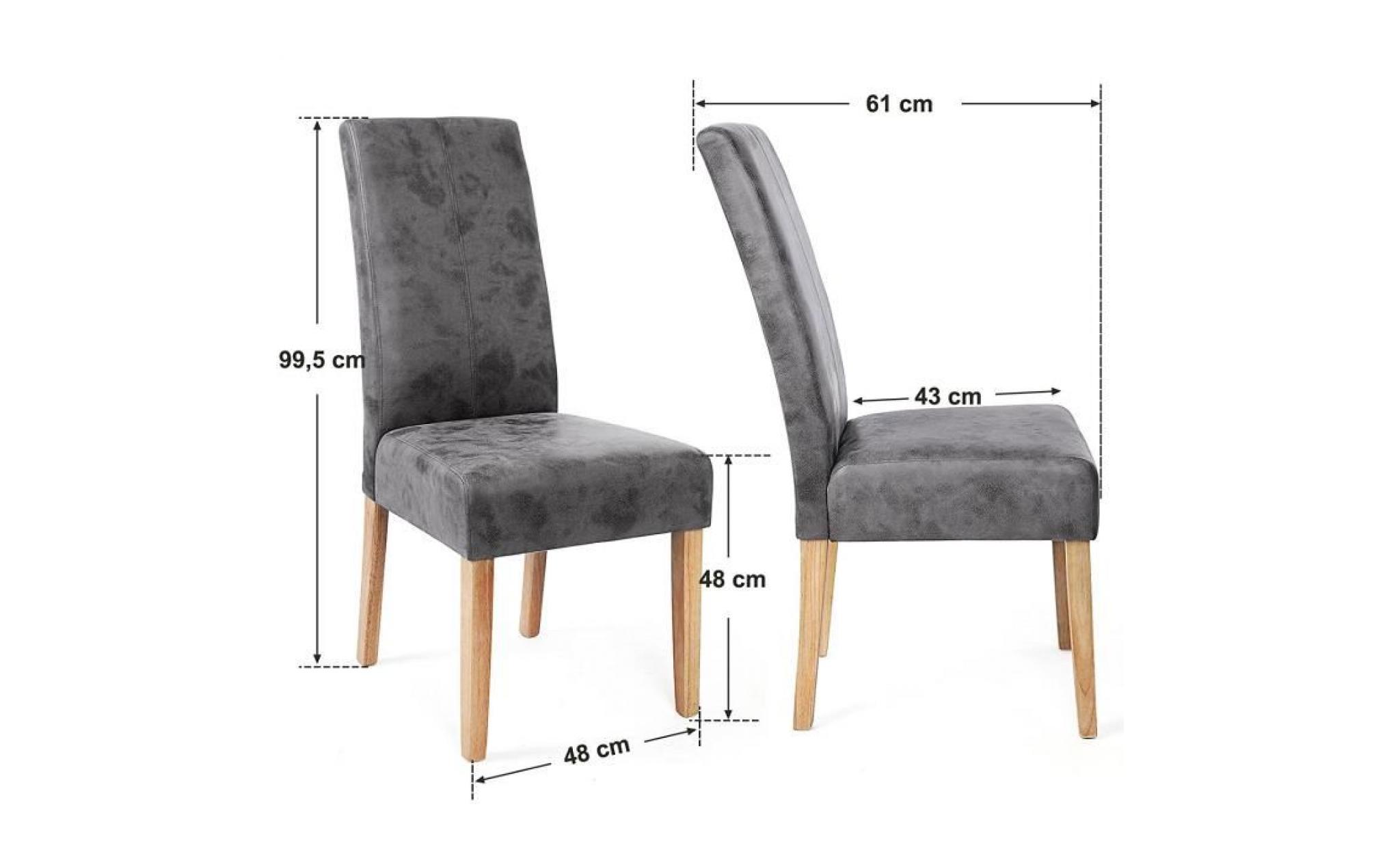 lot de 2 chaises de salle à manger pieds en pin massif revêtement en velours de suédé gris foncé 48 x 61 x 99,5 cm ldc41g songmics pas cher