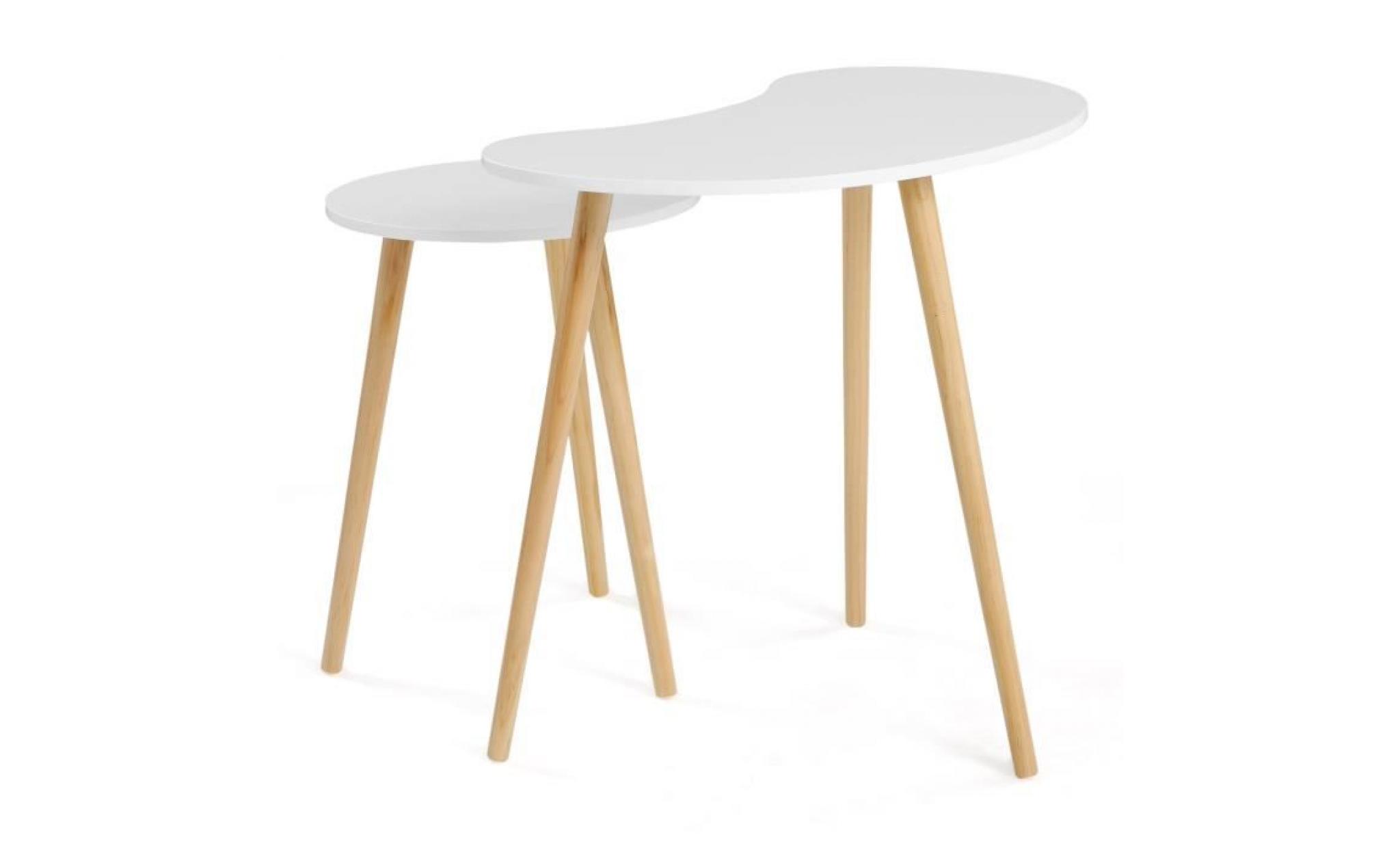 songmics® lot de 2 tables basses gigognes style scandinave table d’appoint pieds en bois de pin massif 57 x 40 x 55 cm let06wn