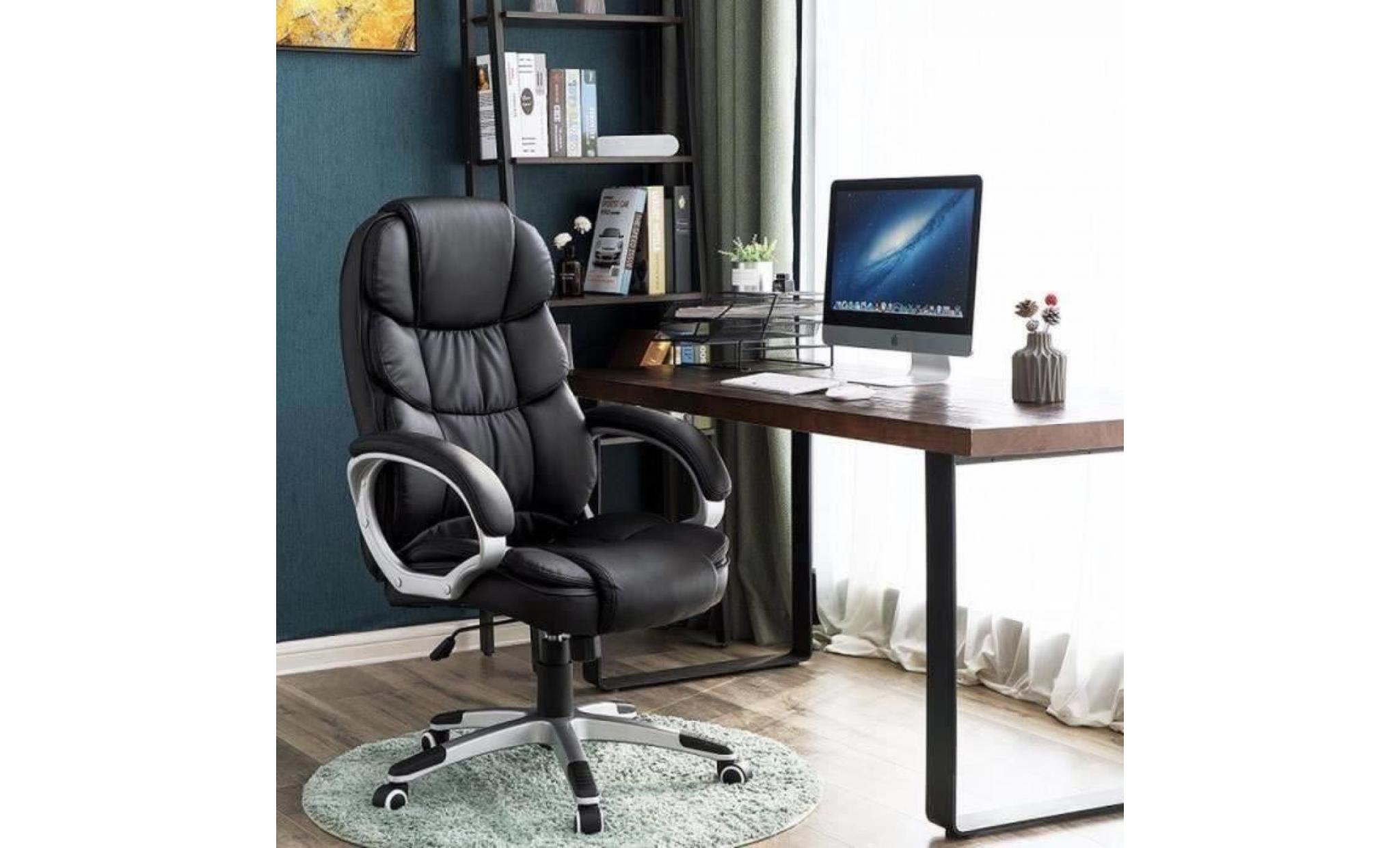 songmics chaise de bureau confortable fauteuil de bureau  chaise pour ordinateur hauteur réglable pu obg24b avec roulettes supplémen