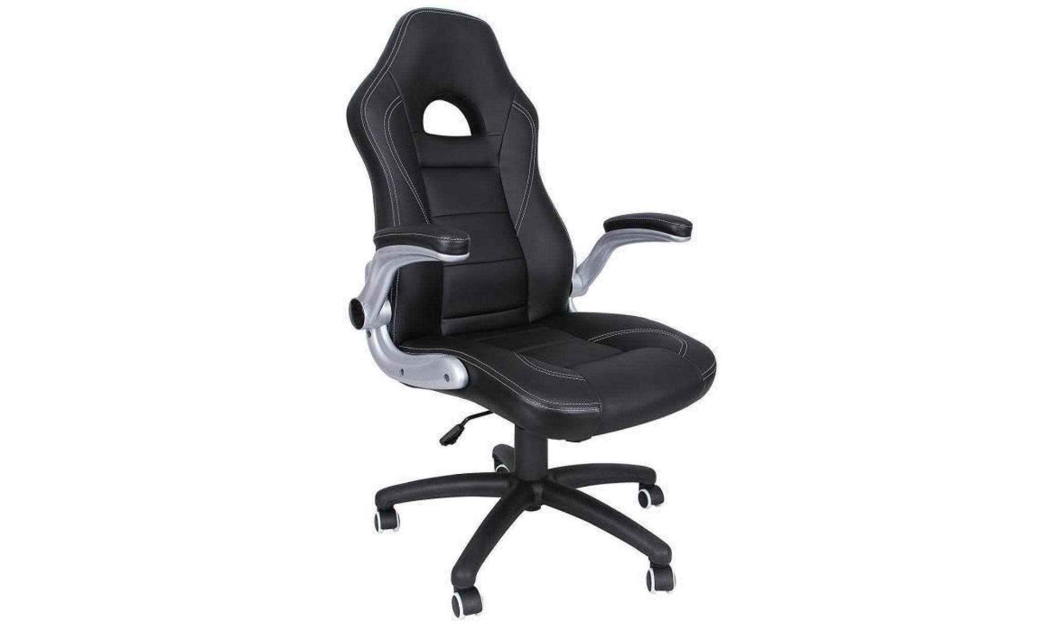 songmics chaise de bureau hauteur réglable 119 129 cm fauteuil racing sport pu accoudoir réglable noir obg28b