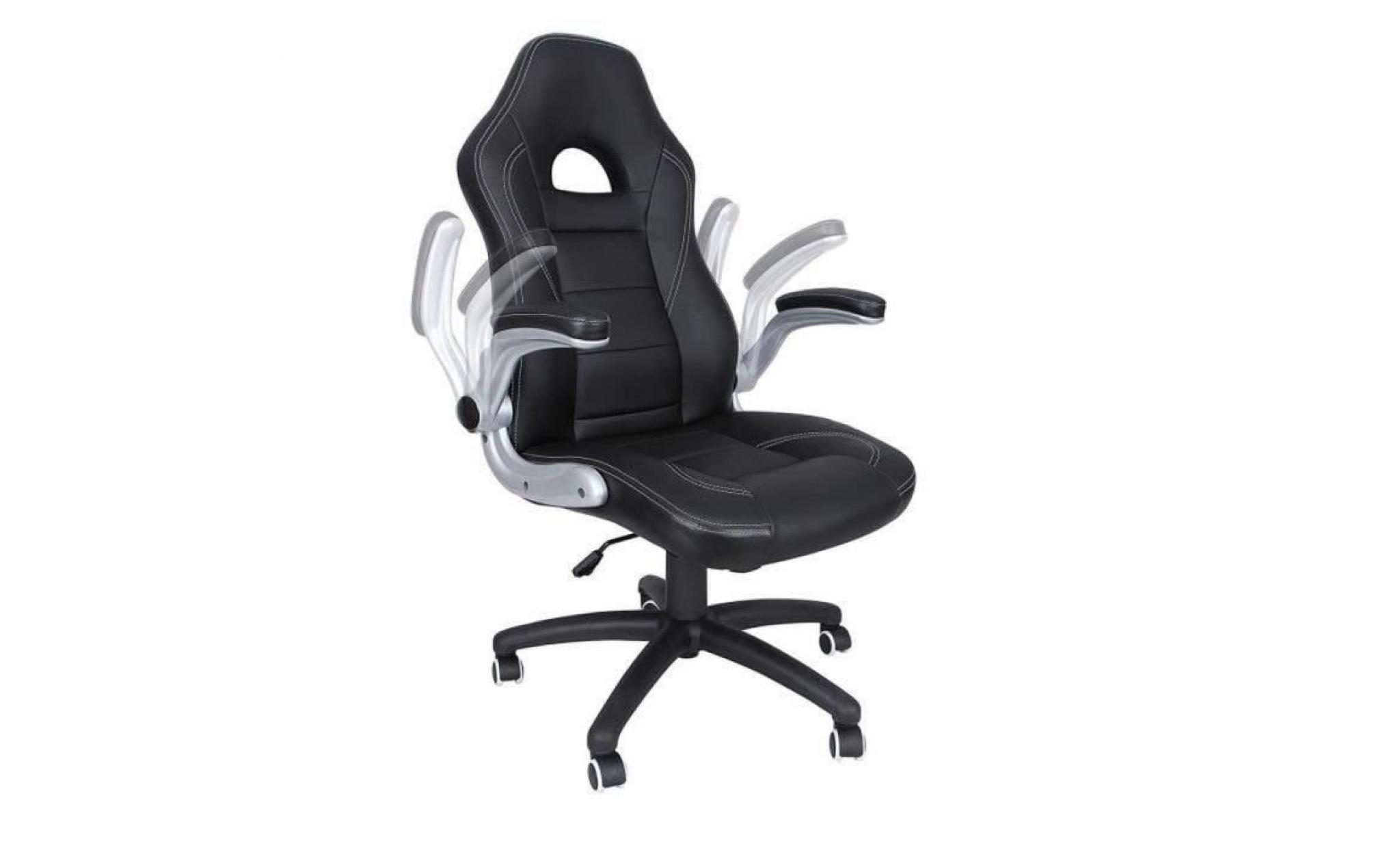 songmics chaise de bureau hauteur réglable 119 129 cm fauteuil racing sport pu accoudoir réglable noir obg28b pas cher