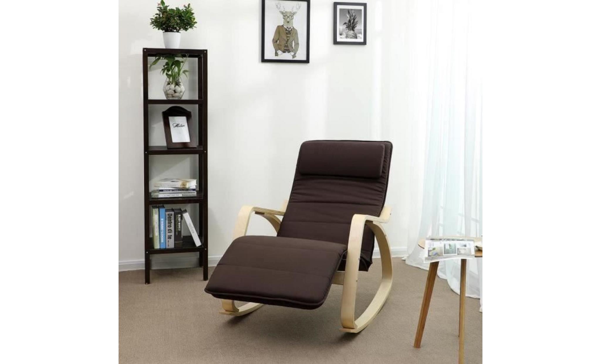 songmics rocking chair fauteuil à bascule avec repose pieds réglable design 91 x 80 x 55 cm beige lyy01m pas cher