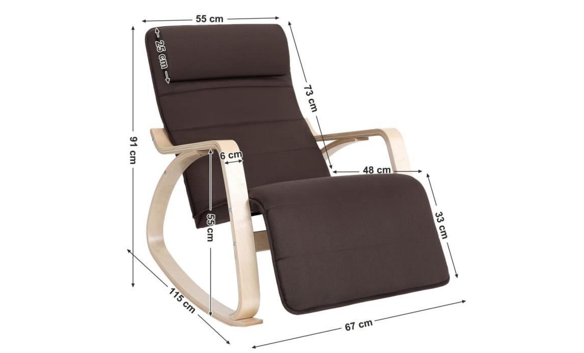 songmics rocking chair fauteuil à bascule avec repose pieds réglable design 91 x 80 x 55 cm beige lyy01m pas cher