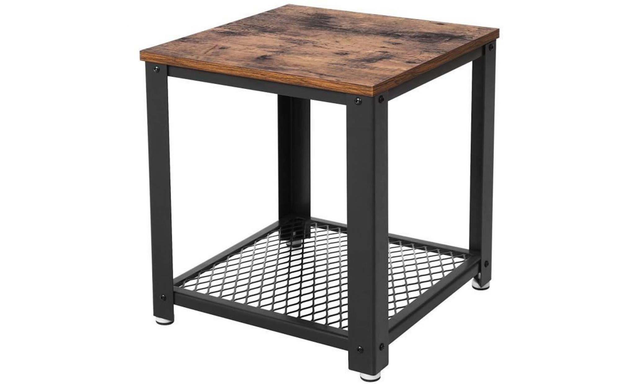 songmics table de chevet style industriel armature en métal look vintage aspect usagé table rétro table de nuit let41x