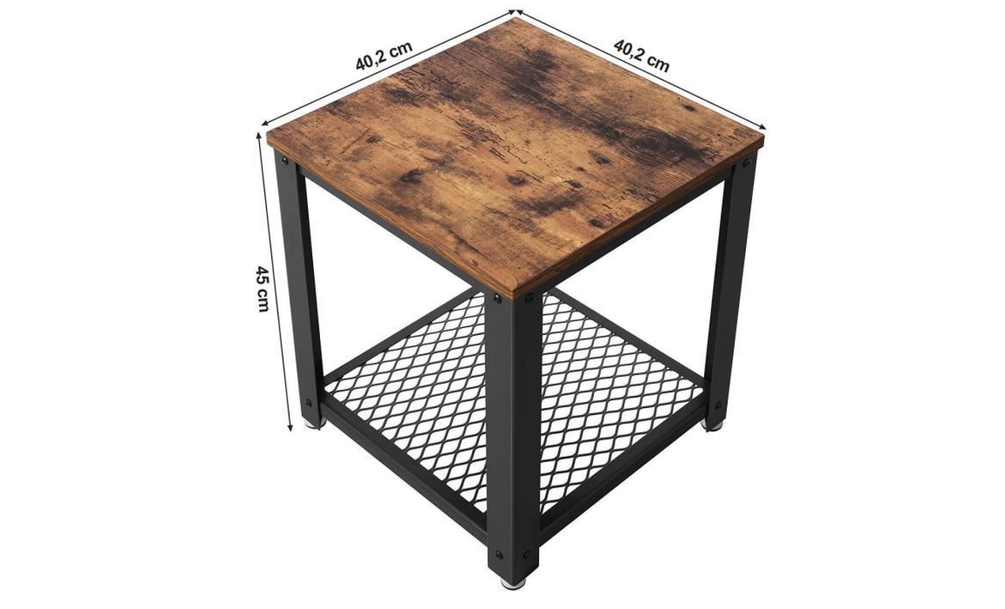 songmics table de chevet style industriel armature en métal look vintage aspect usagé table rétro table de nuit let41x pas cher