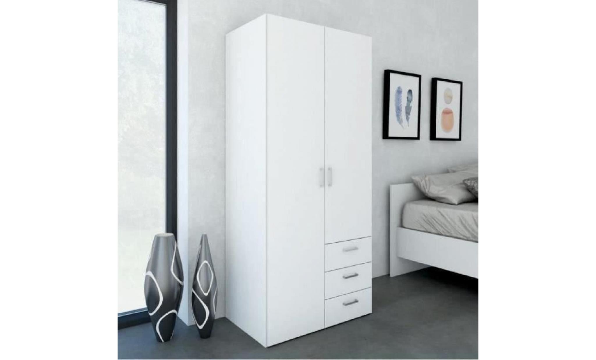 space armoire chambre style contemporain   blanc brillant   l 78 cm