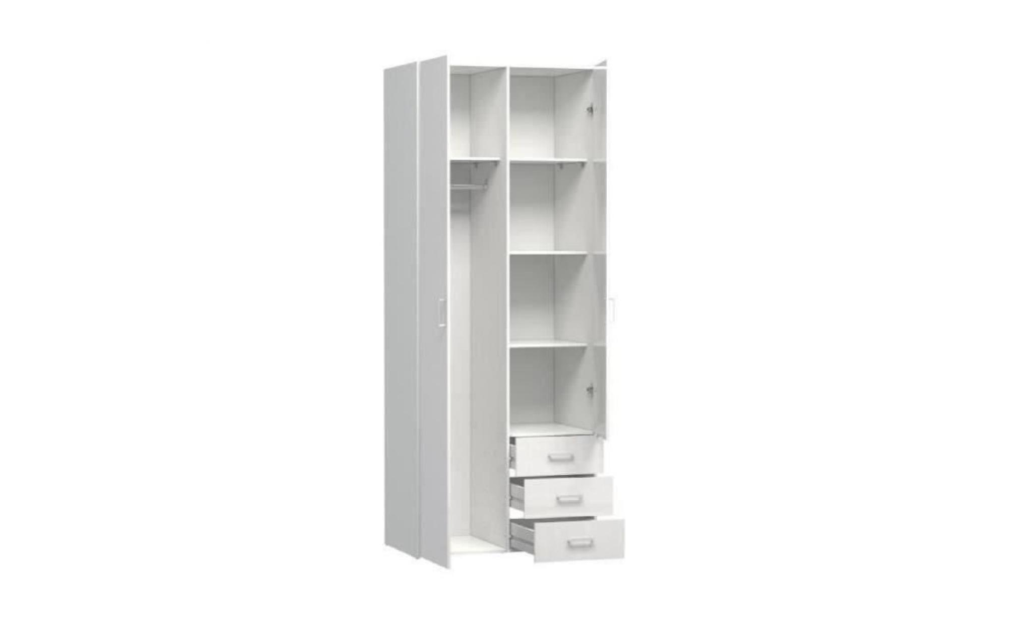 space armoire chambre style contemporain   blanc brillant   l 78 cm pas cher