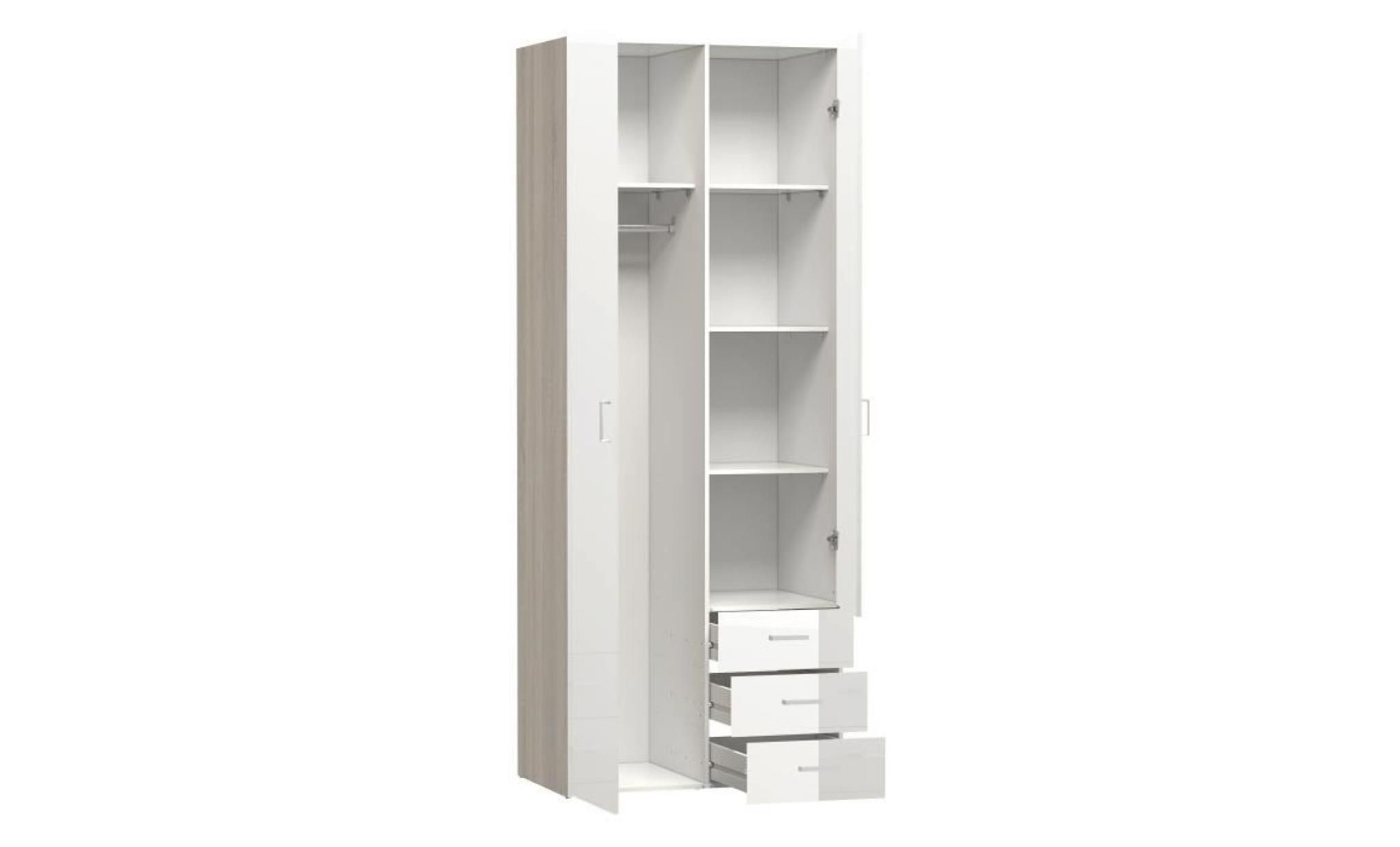 space armoire de chambre style contemporain   blanc  mat   l 78 cm pas cher
