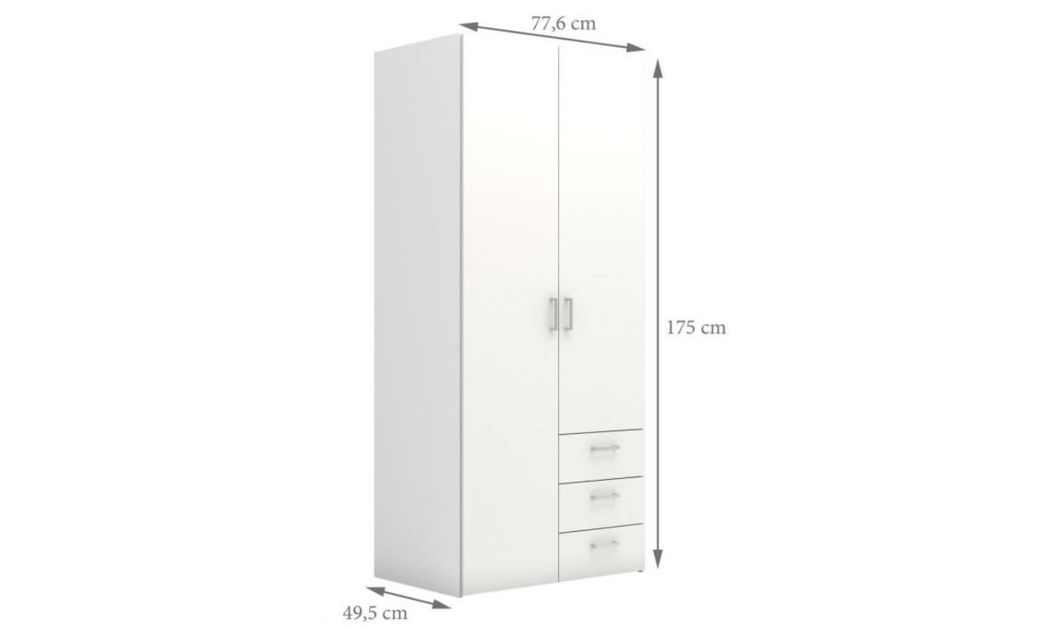 space armoire de chambre style contemporain   blanc  mat   l 78 cm pas cher