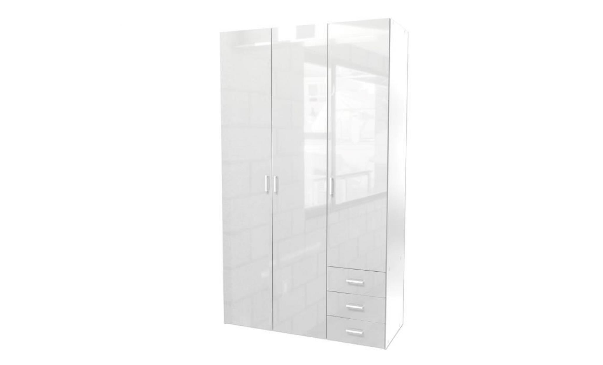 space armoire de chambre style contemporain blanc laqué brillant   l 115,8 cm