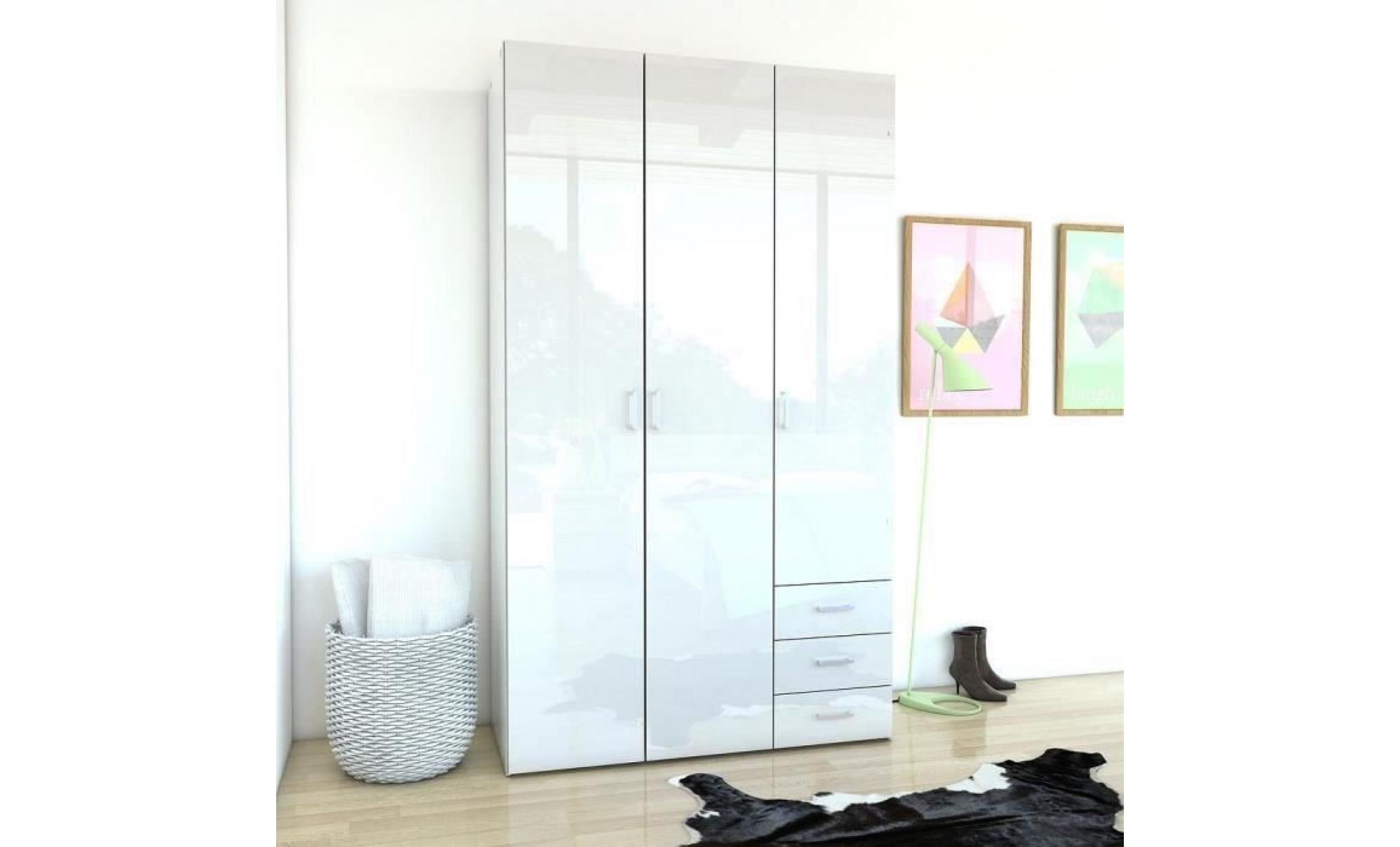 space armoire de chambre style contemporain blanc laqué brillant   l 115,8 cm pas cher