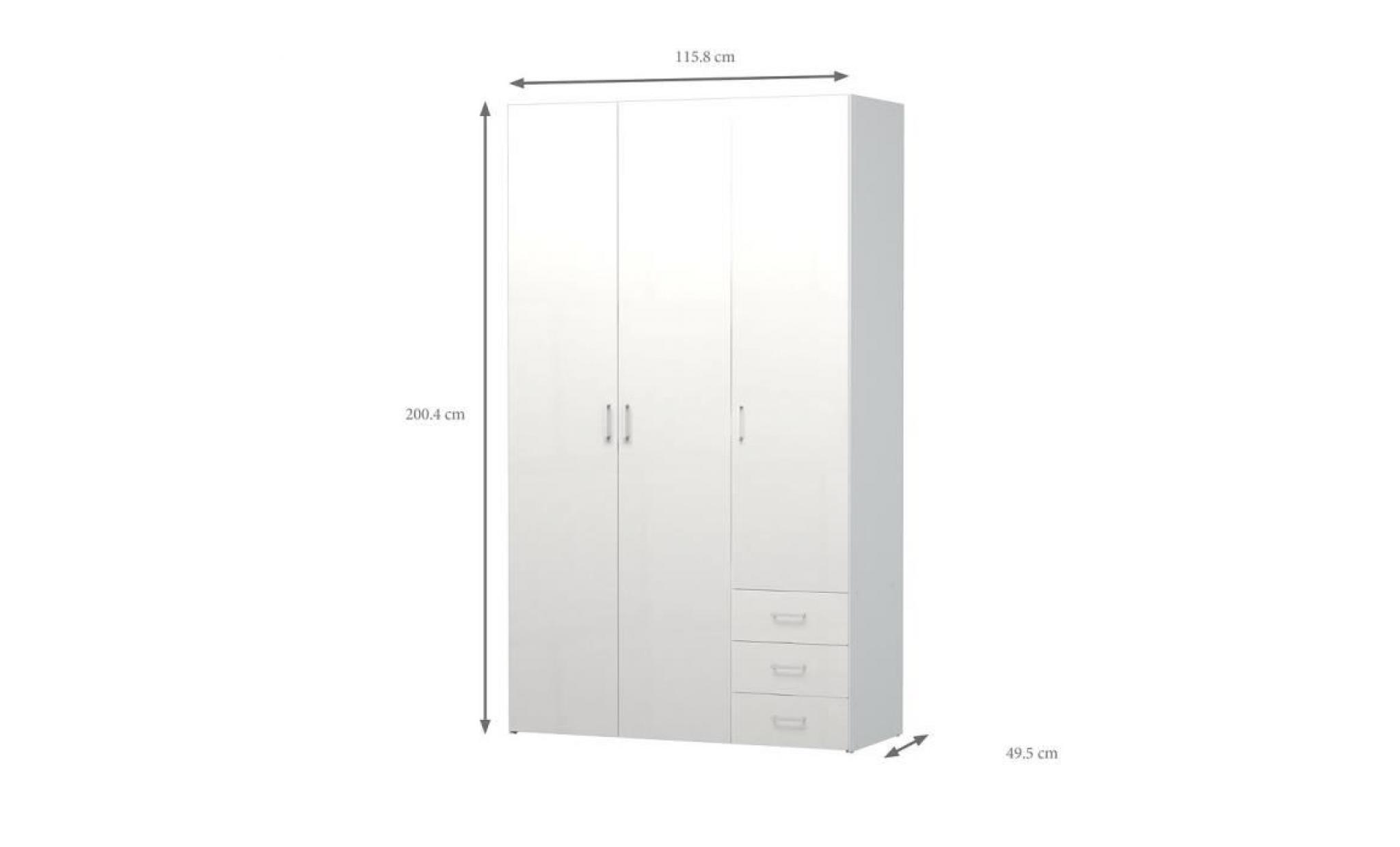 space armoire de chambre style contemporain blanc laqué brillant   l 154 cm pas cher
