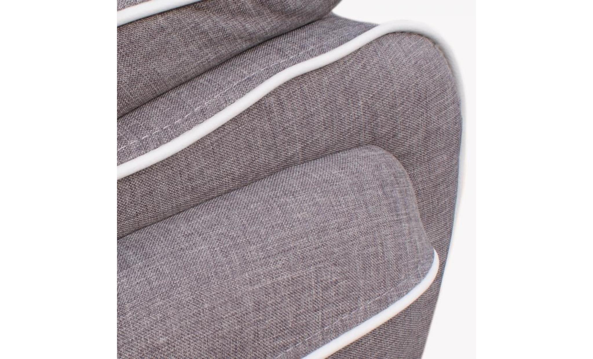 spacio canapé droit fixe 3 places   tissu   gris passepoil blanc   contemporain   l 194 x p 86 cm pas cher