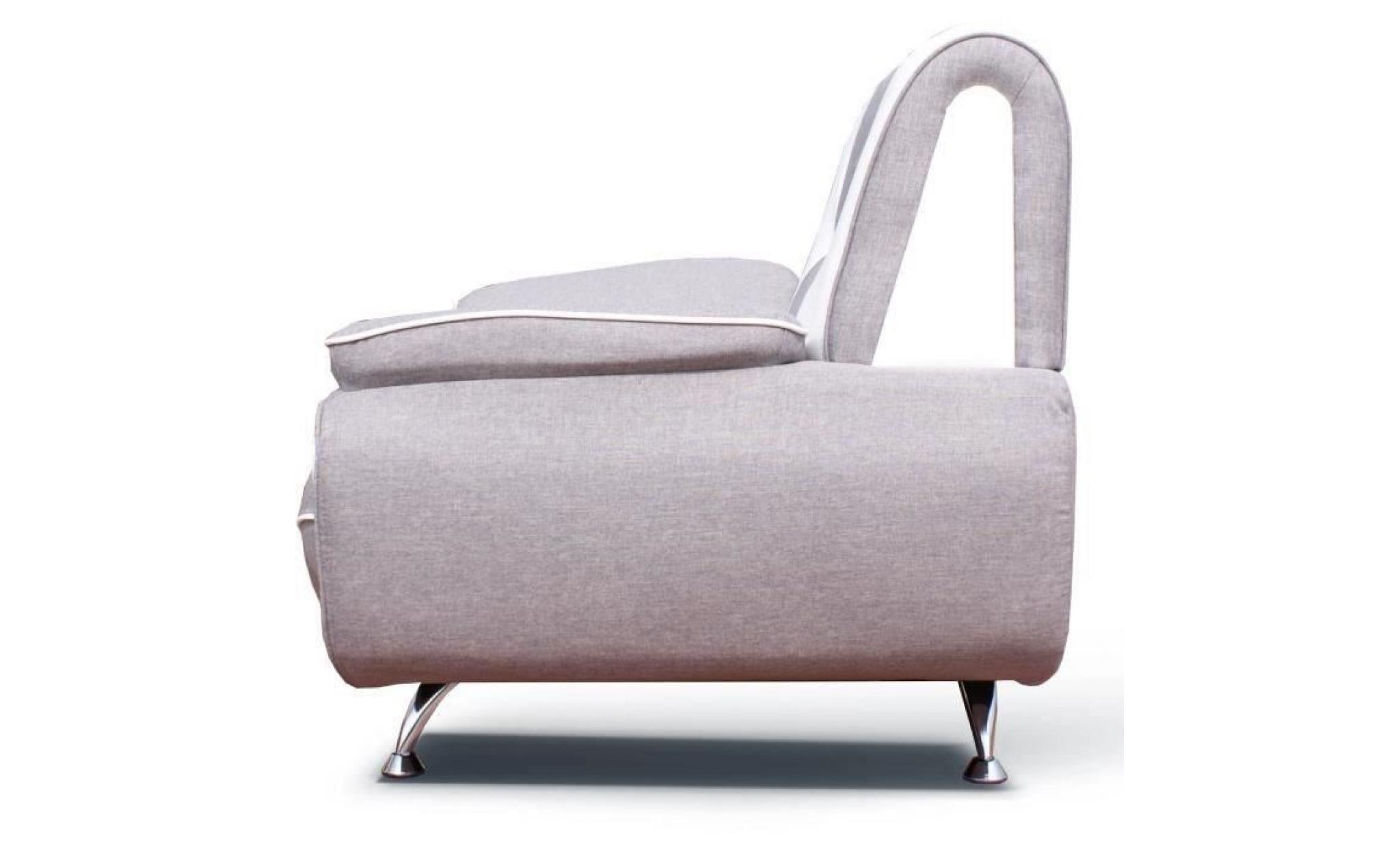 spacio fauteuil contemporain en simili et tissu   gris et blanc   l 134 x 85 cm pas cher