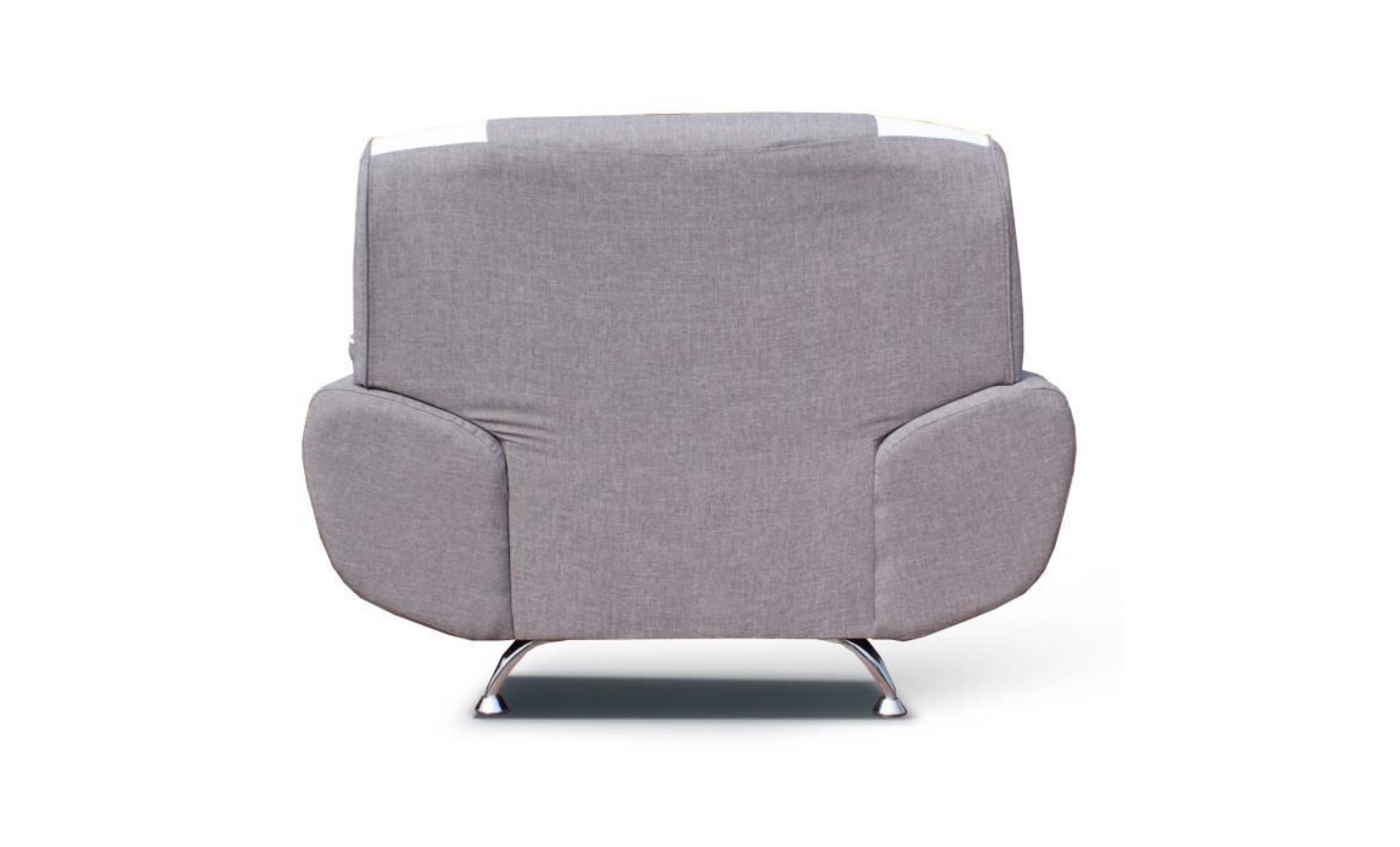 spacio fauteuil contemporain en simili et tissu   gris et blanc   l 134 x 85 cm pas cher