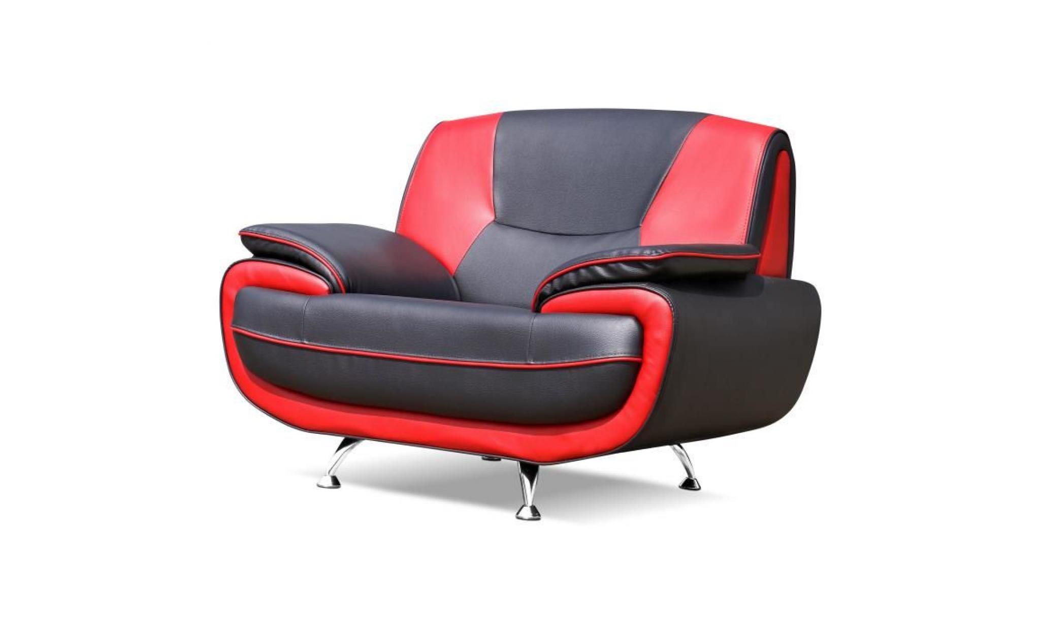 spacio fauteuil   simili noir et rouge   contemporain   l 134 x p 86 cm