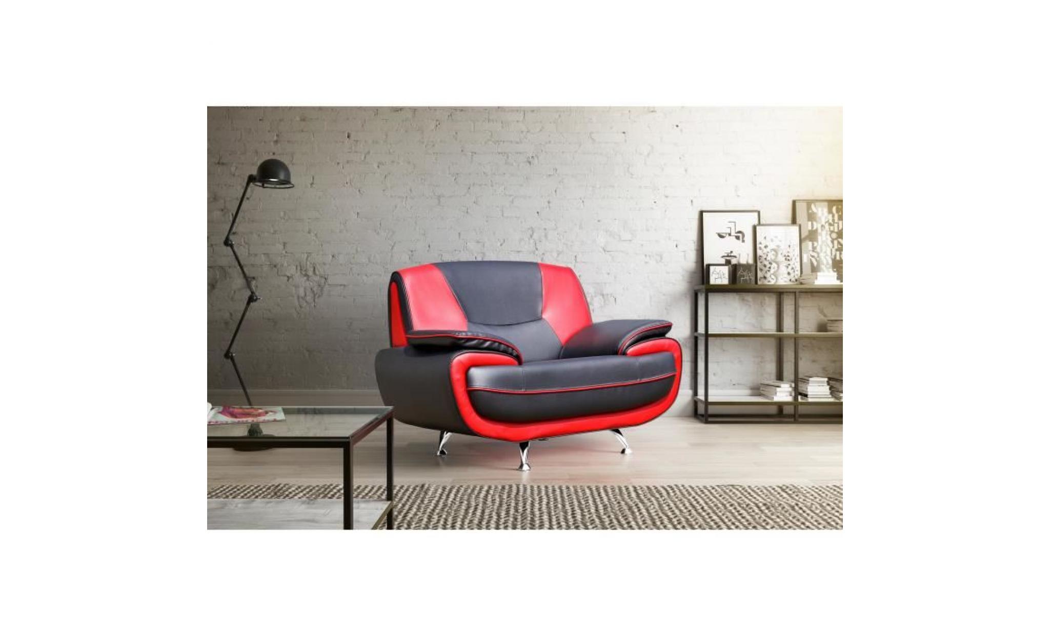 spacio fauteuil   simili noir et rouge   contemporain   l 134 x p 86 cm pas cher