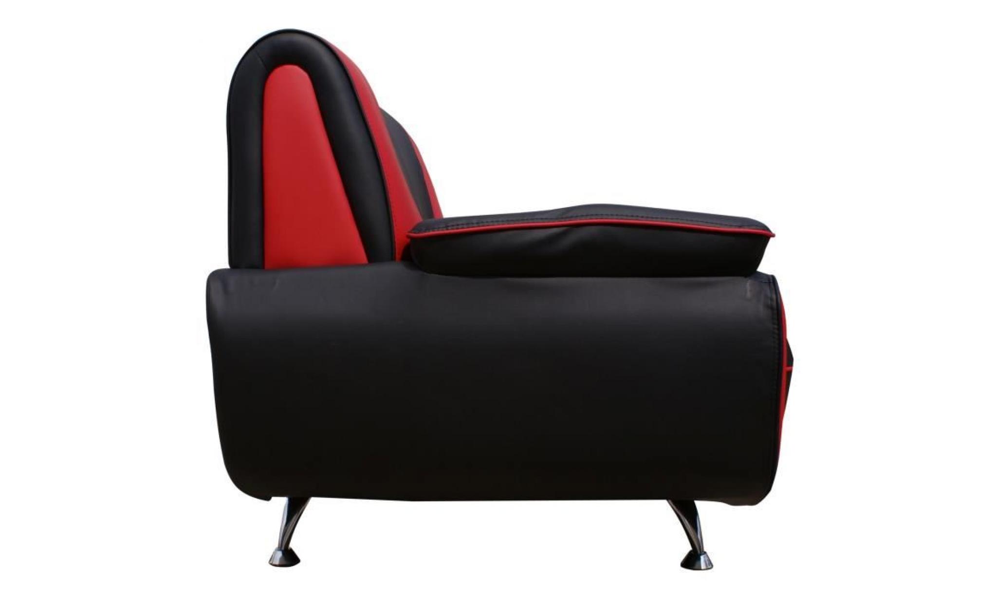 spacio fauteuil   simili noir et rouge   contemporain   l 134 x p 86 cm pas cher