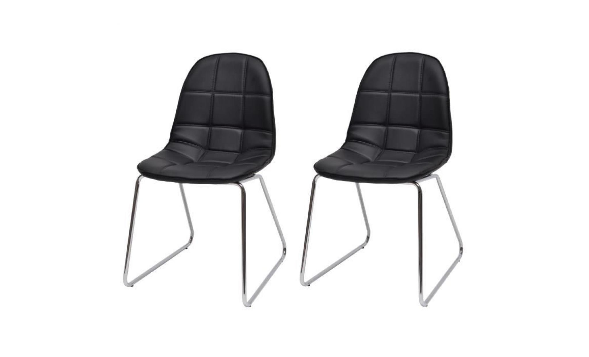 speed lot de 2 chaises de salle à manger en métal   revêtement simili noir   style vintage   l 58 x p 48 cm