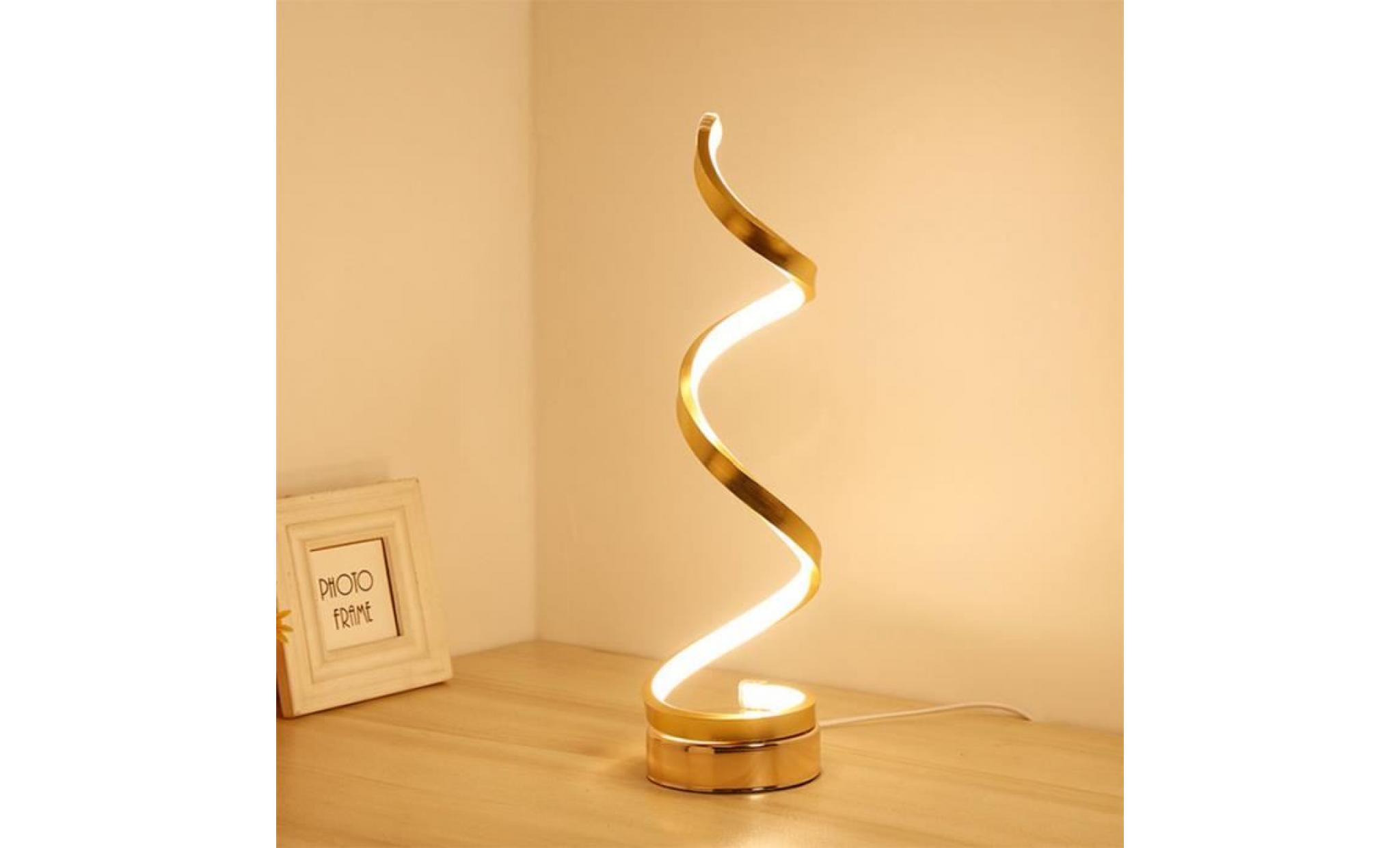 spirale led lampe de bureau 12w blanc chaud dimming incurvée acrylique lampe de table led design minimaliste creative