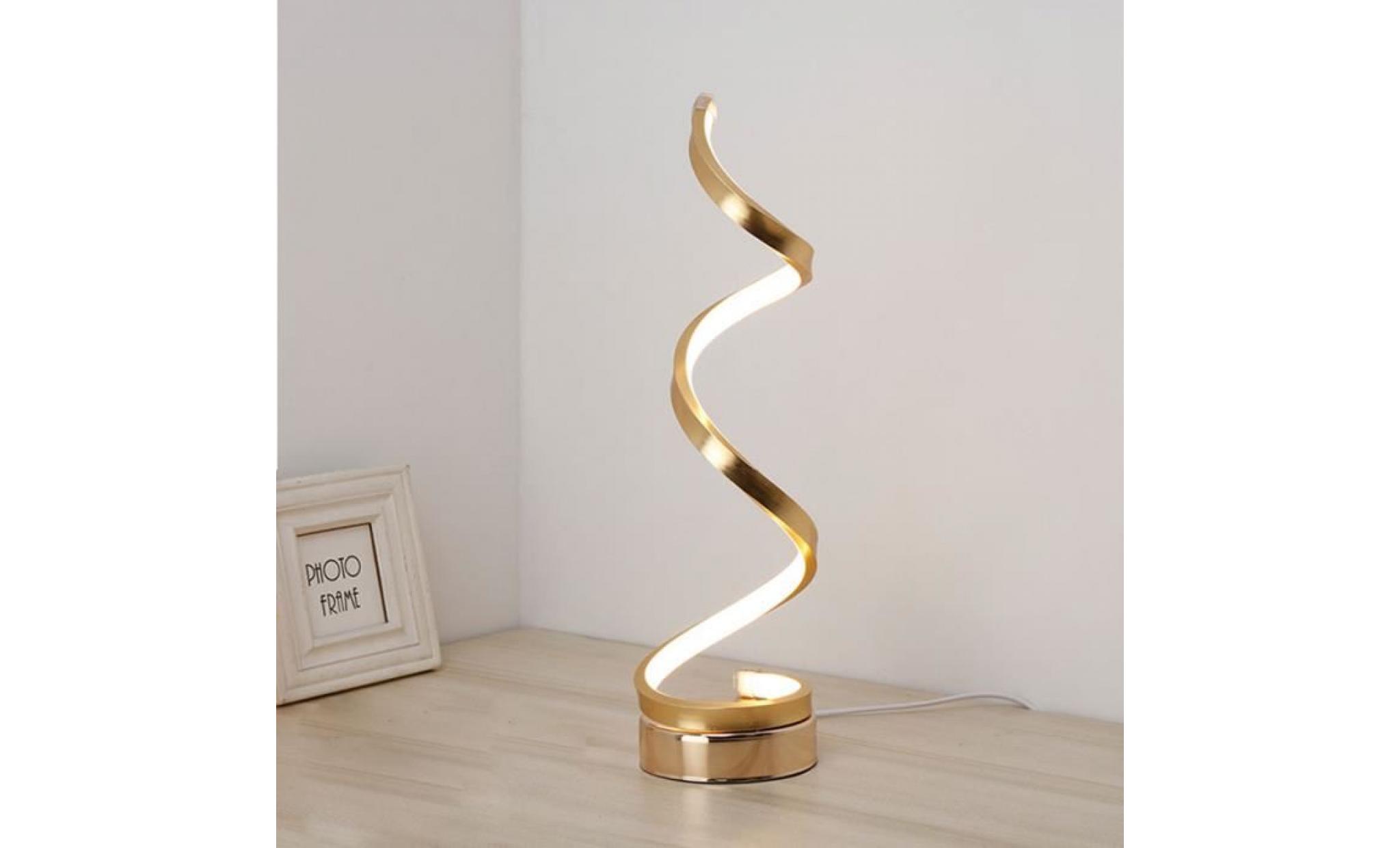 spirale led lampe de bureau 12w blanc chaud dimming incurvée acrylique lampe de table led design minimaliste creative pas cher