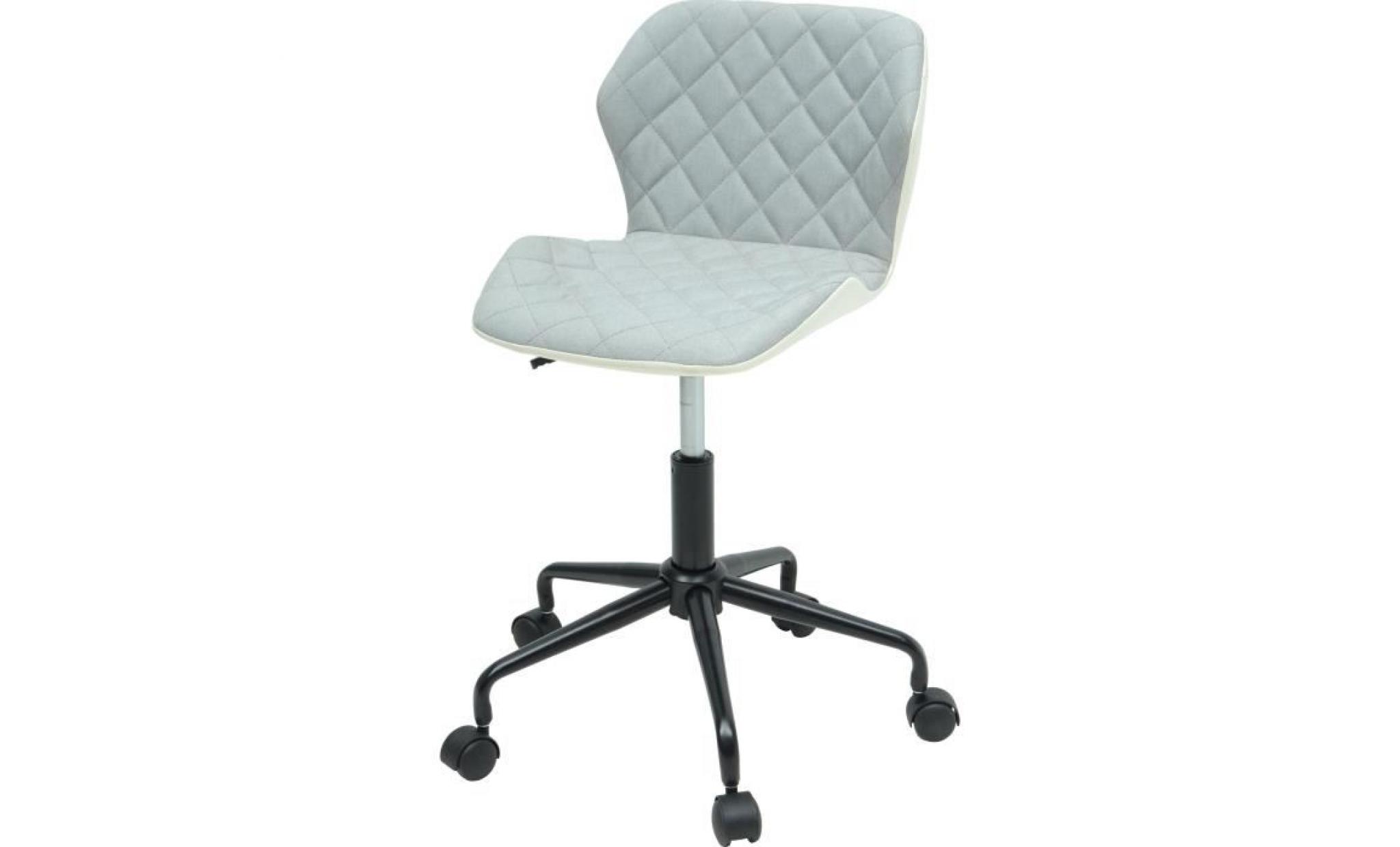 squate chaise de bureau   tissu et simili gris clair   style industriel   l 42 x p 35 cm