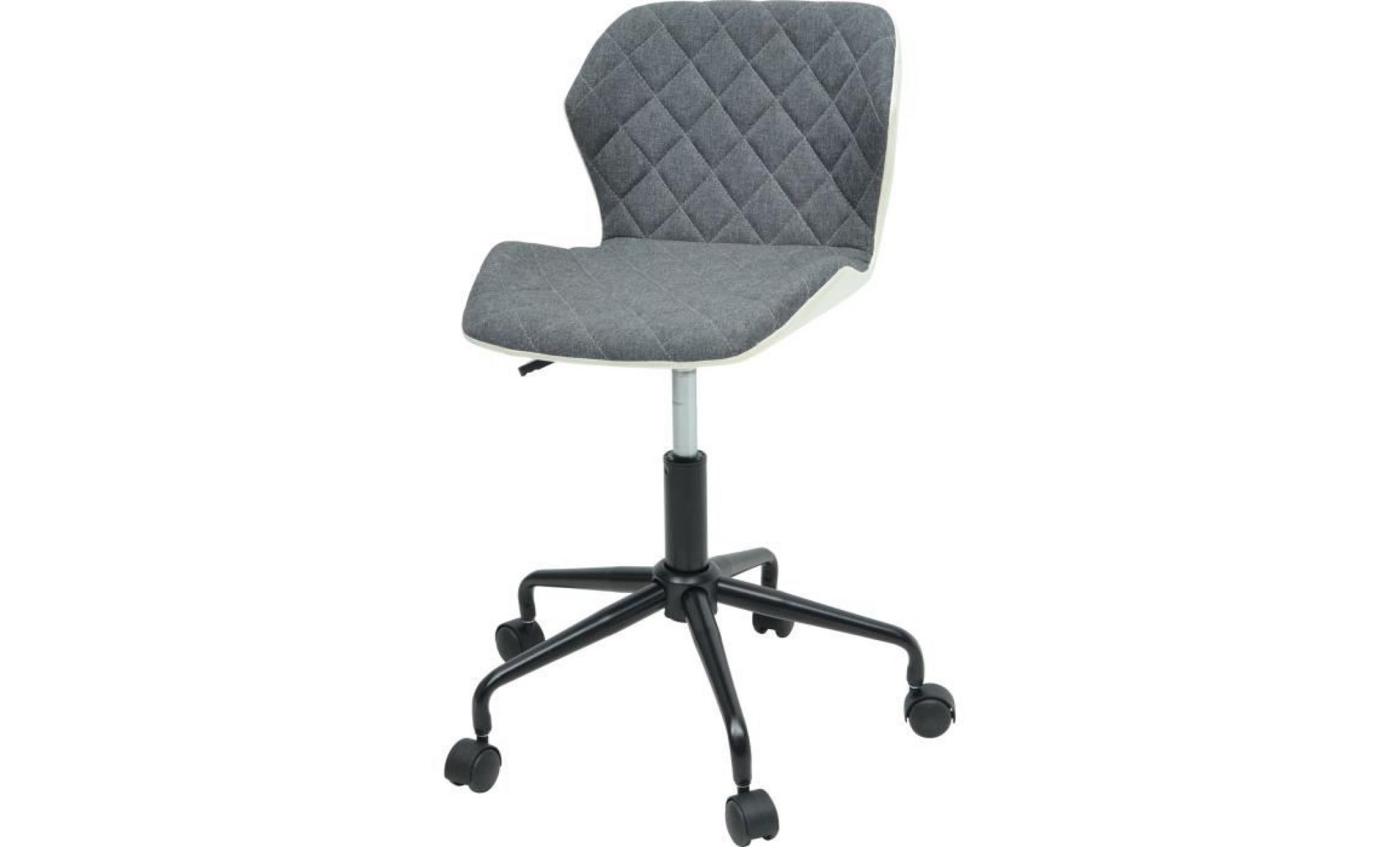 squate chaise de bureau   tissu et simili gris foncé   style industriel   l 42 x p 35 cm