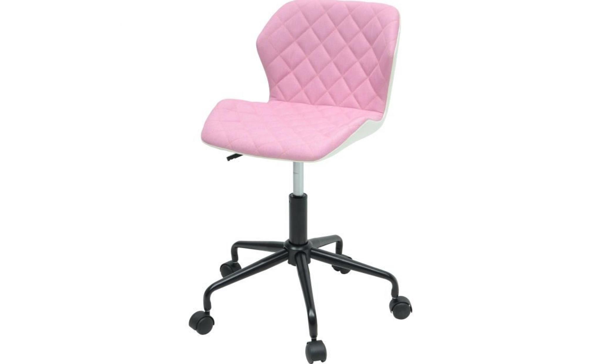 squate chaise de bureau   tissu et simili   rose pâle   style industriel   l 42 x p 35 cm