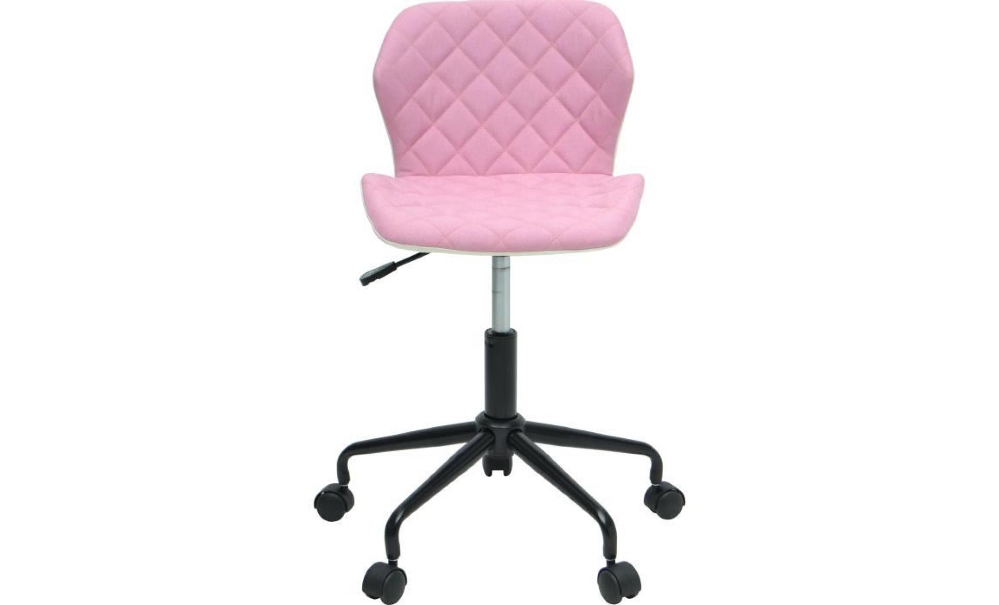 squate chaise de bureau   tissu et simili   rose pâle   style industriel   l 42 x p 35 cm pas cher