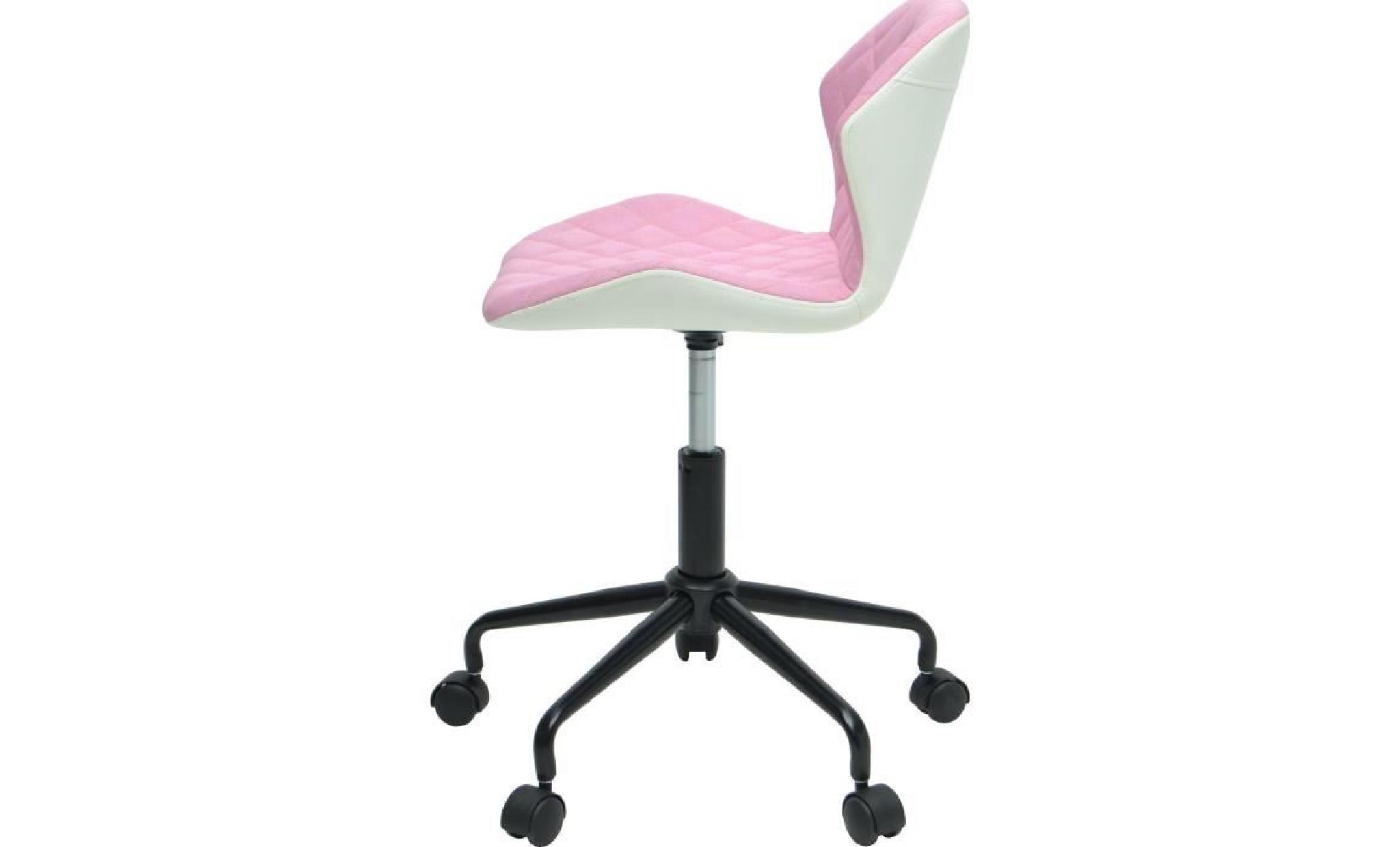 squate chaise de bureau   tissu et simili   rose pâle   style industriel   l 42 x p 35 cm pas cher