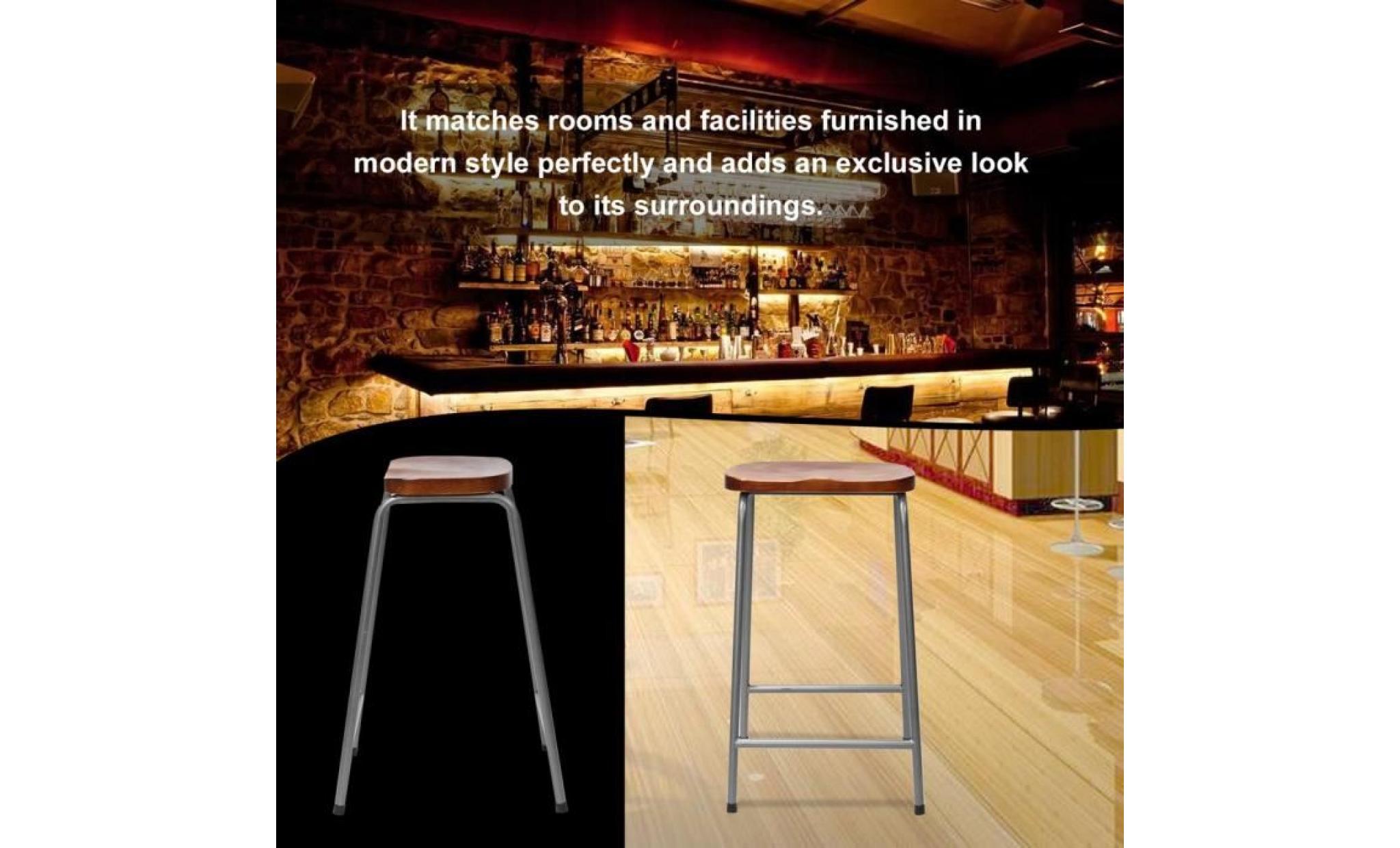 steel tubular frame bar stool classic backless barstool wooden dining chair pas cher