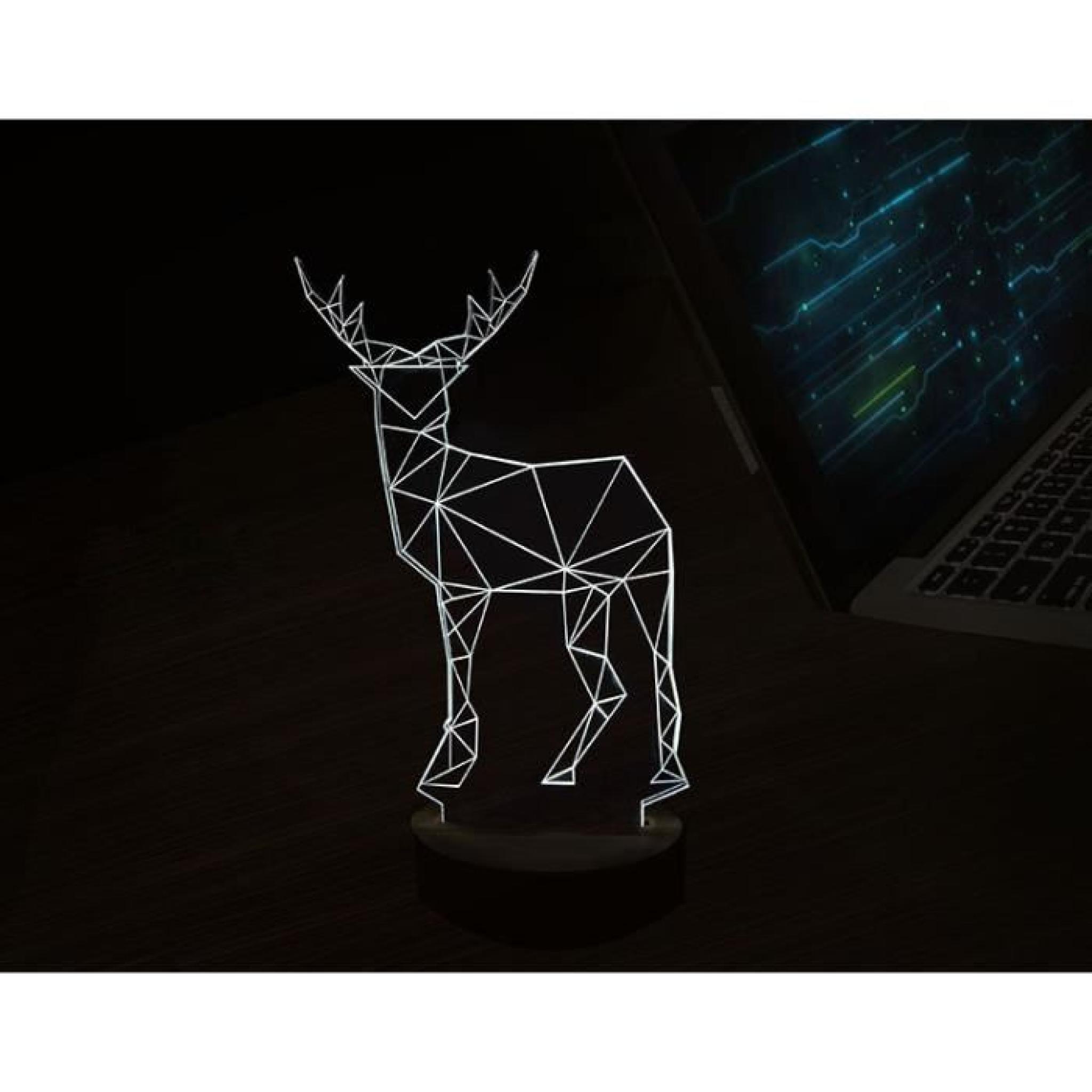  Stéréoscopique bois 3D LED Veilleuse lampe de table minimaliste créative