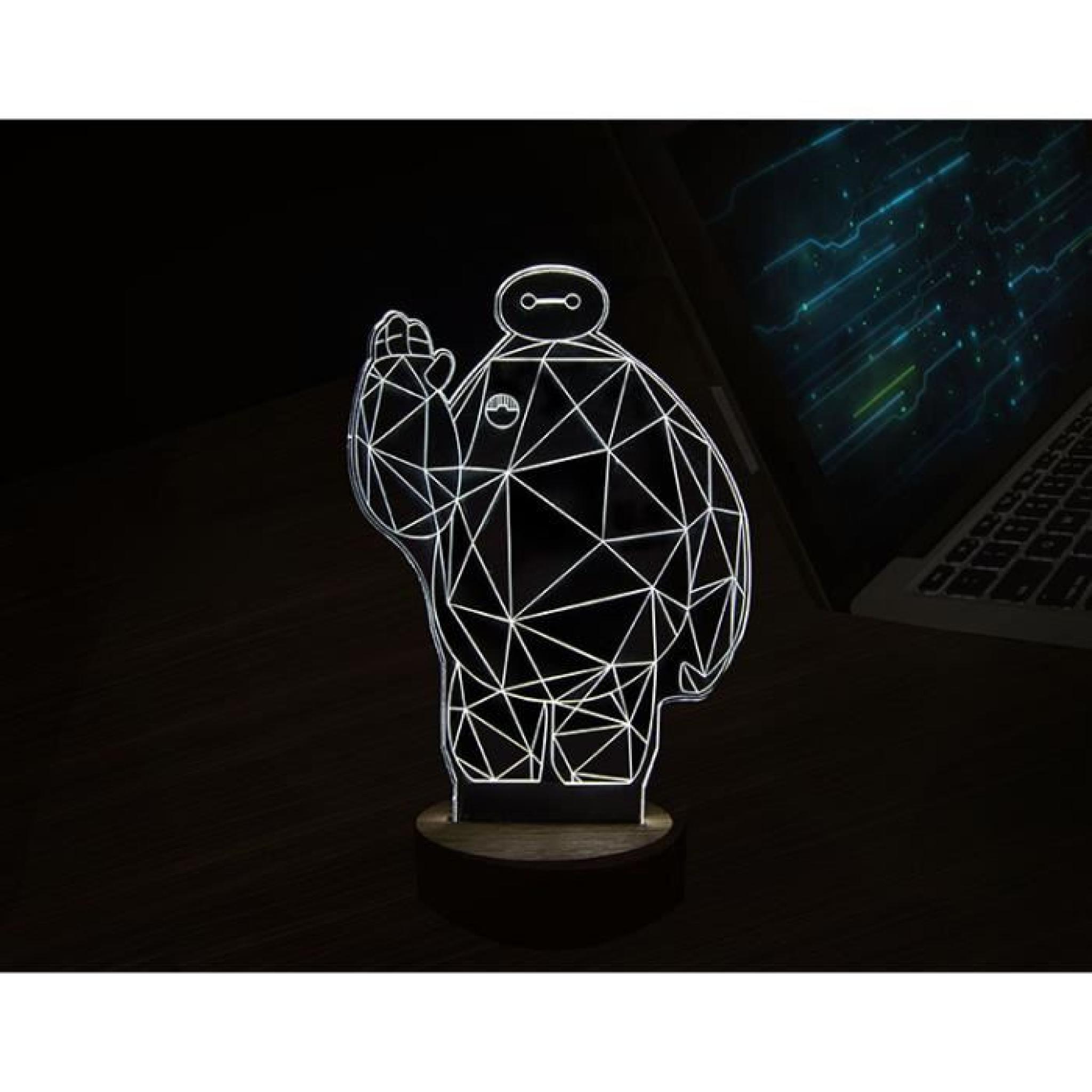 Stéréoscopique bois 3D LED Veilleuse lampe de table minimaliste créative