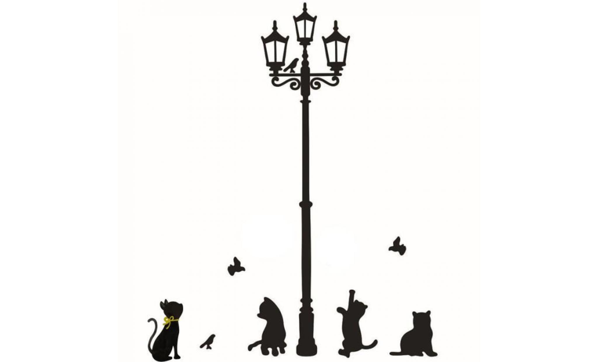 sticker lampadaire de chat s'allume autocollants art décor décoratif en vinyle 1638
