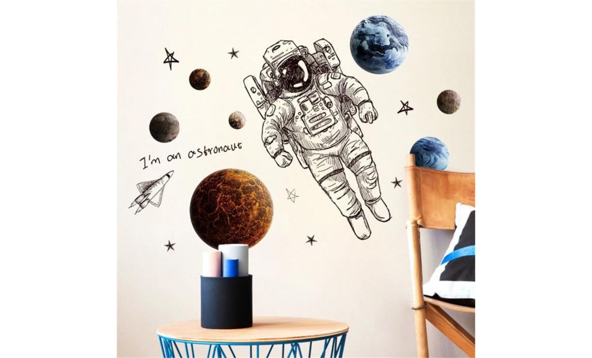 sticker mural astronaute dans l'espace xl8335 chambre à coucher étude salon porche fond sticker mural décoratif wdl71014469_311 pas cher
