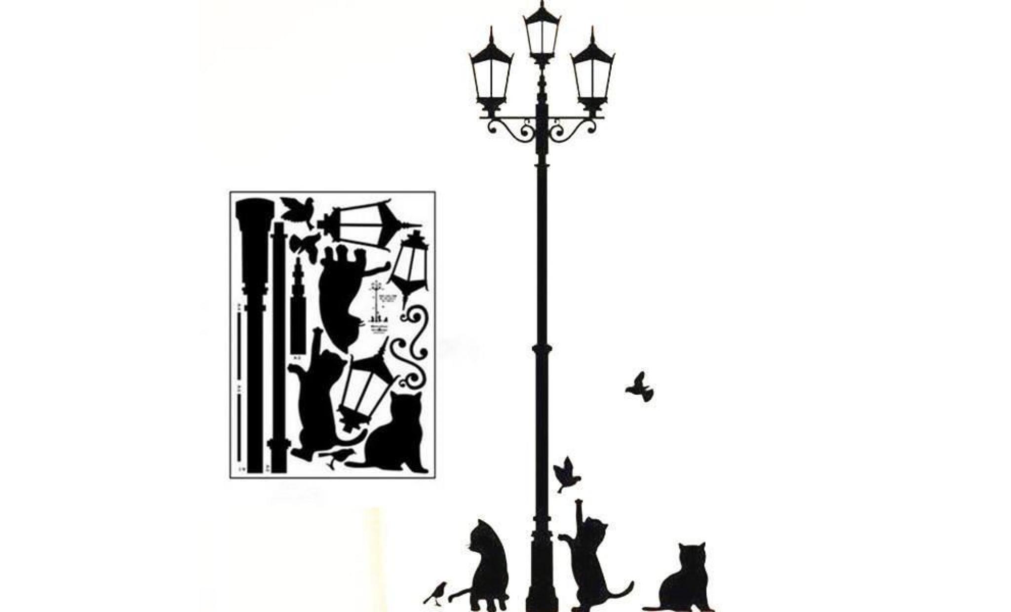 sticker mural lampadaire chats