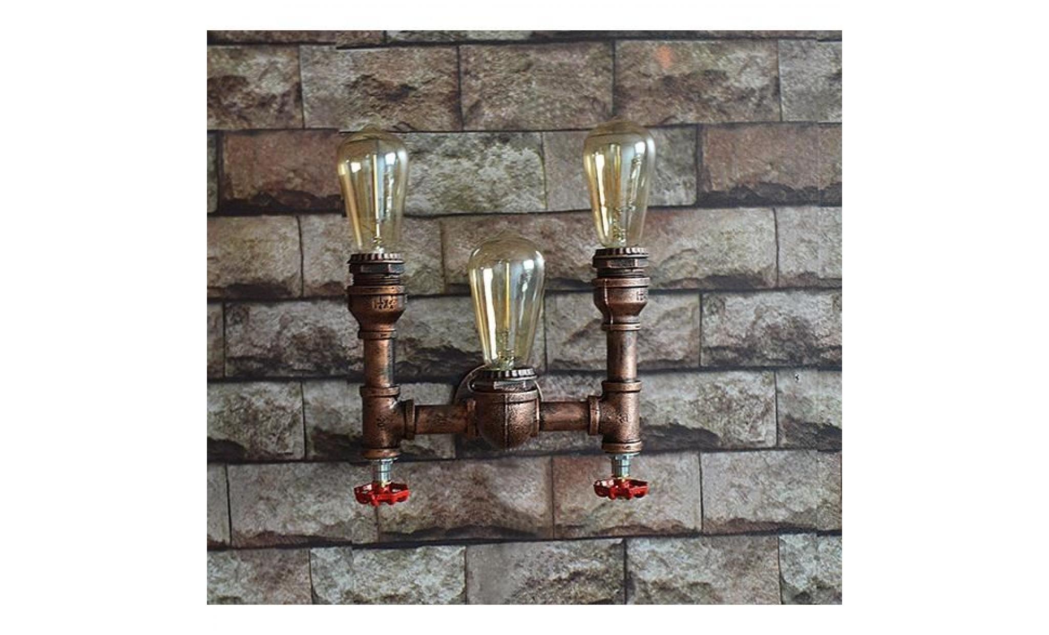 stoex e27 applique murale industrielle vintage lampe de tube tuyau robinet métal fer pour cuisine salon chambre bar décoration