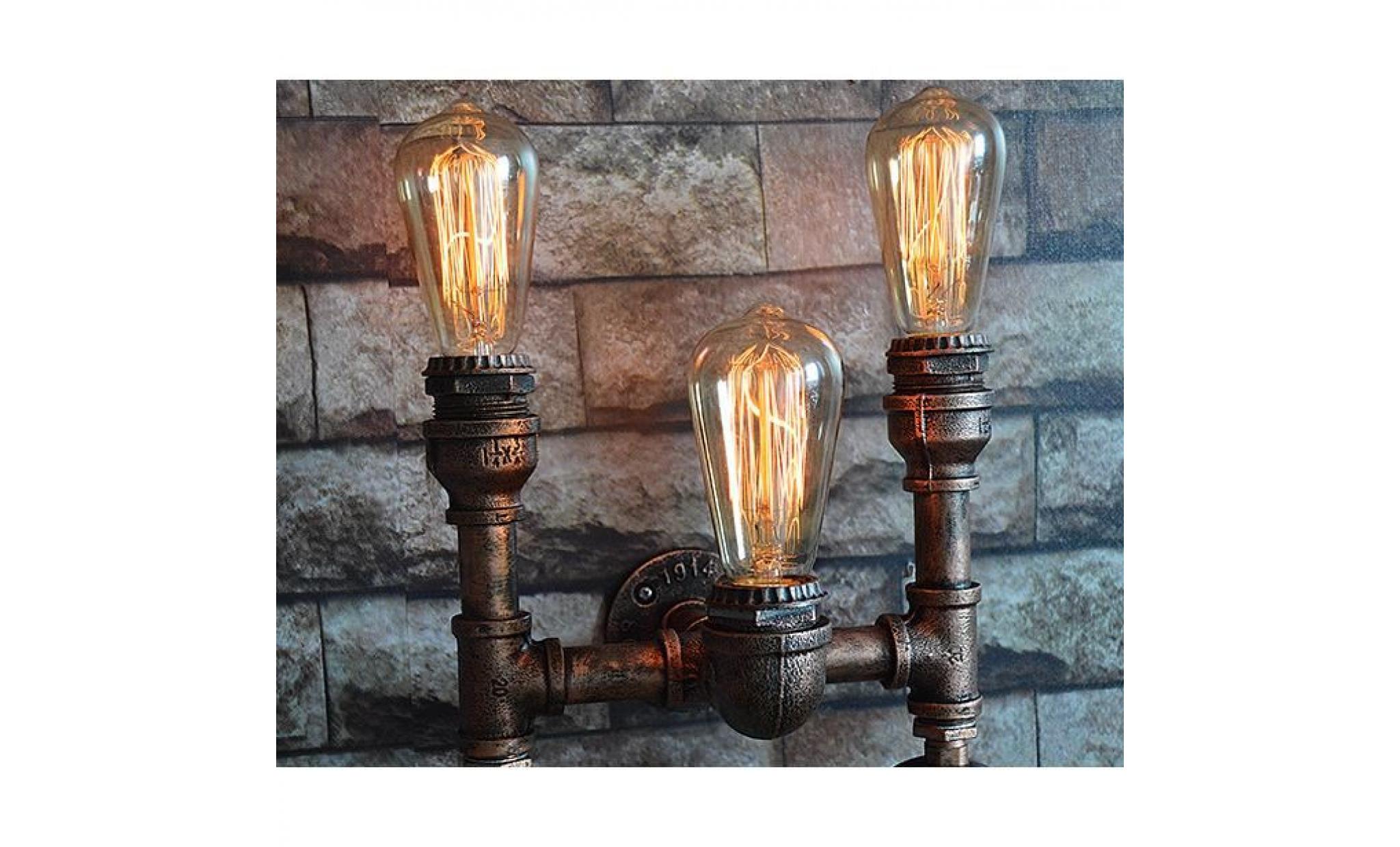 stoex e27 applique murale industrielle vintage lampe de tube tuyau robinet métal fer pour cuisine salon chambre bar décoration pas cher