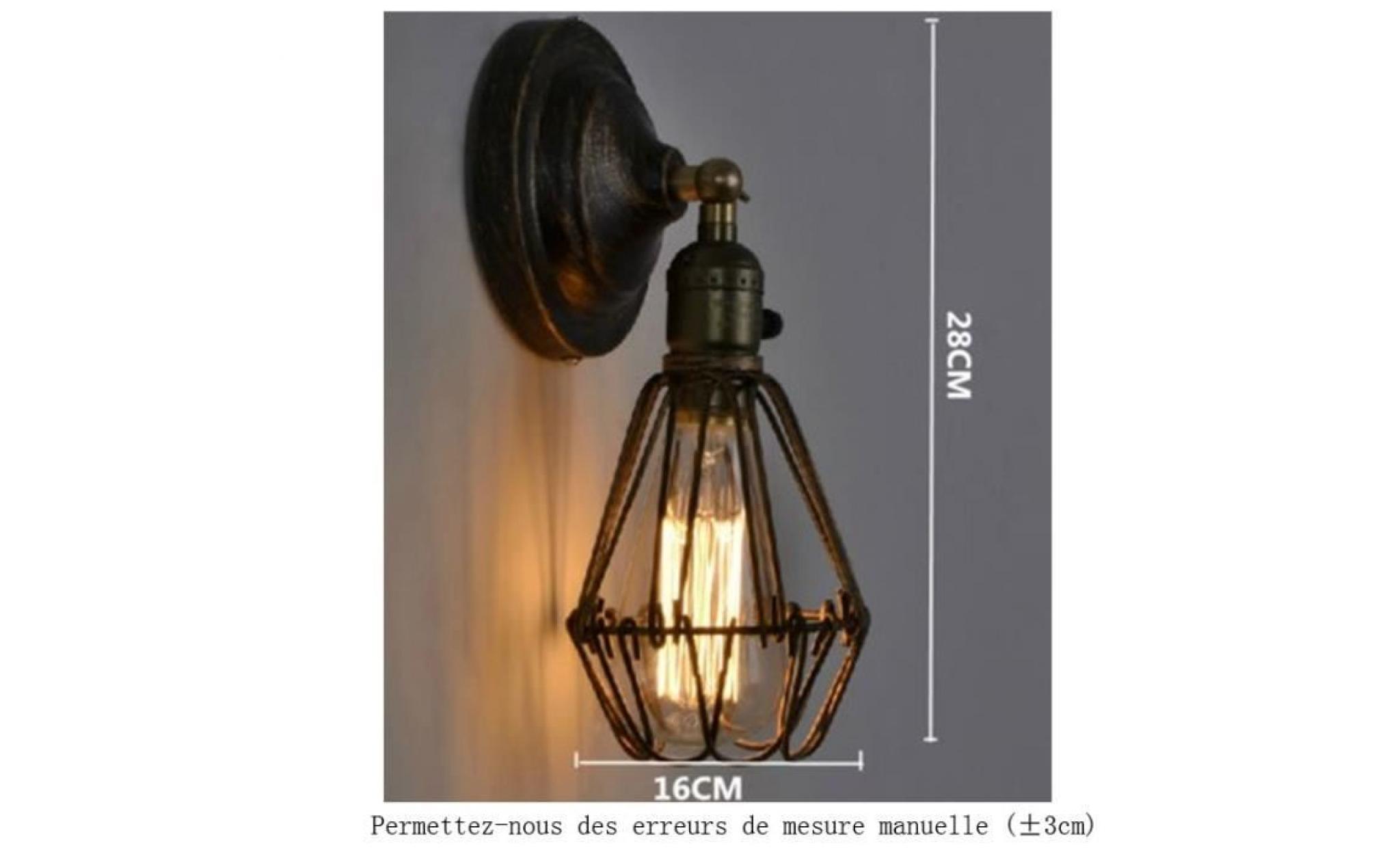 stoex® moderne métal applique murale interieur vintage industrial lampe luminaire 16*28cm pas cher