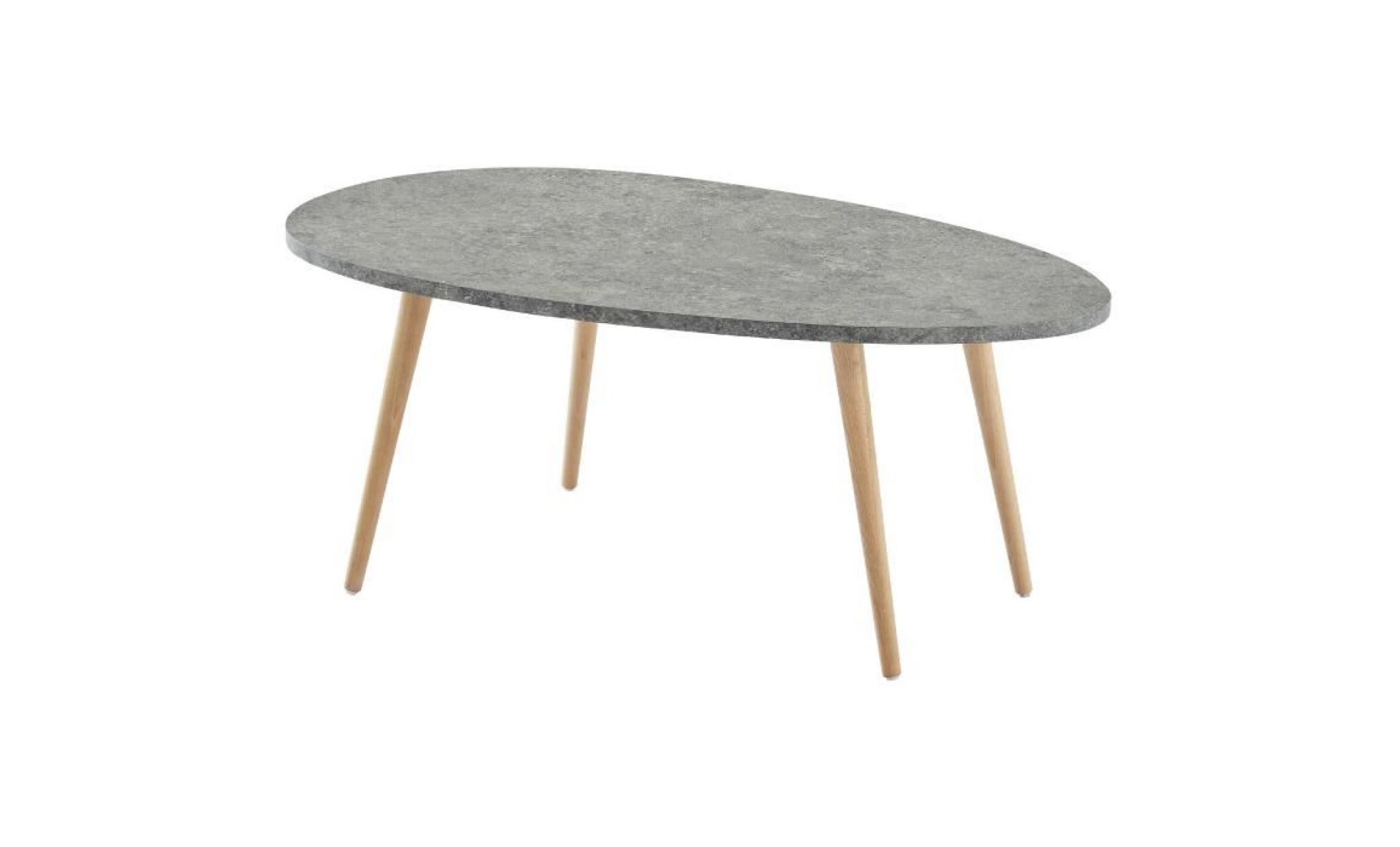 stone table basse ovale scandinave effet béton foncé   l 98 x l 61 cm