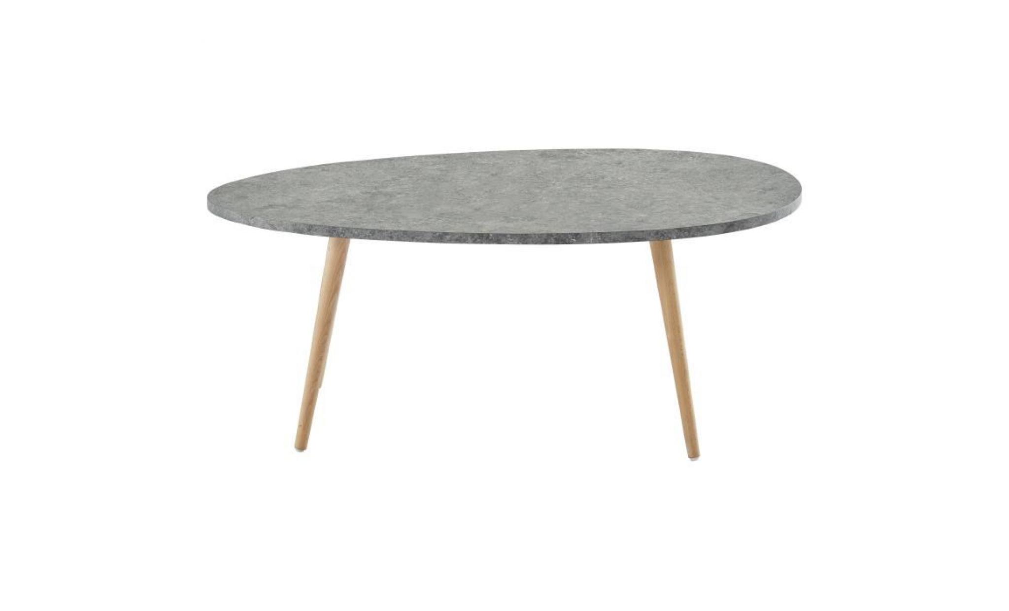 stone table basse ovale scandinave effet béton foncé   l 98 x l 61 cm pas cher