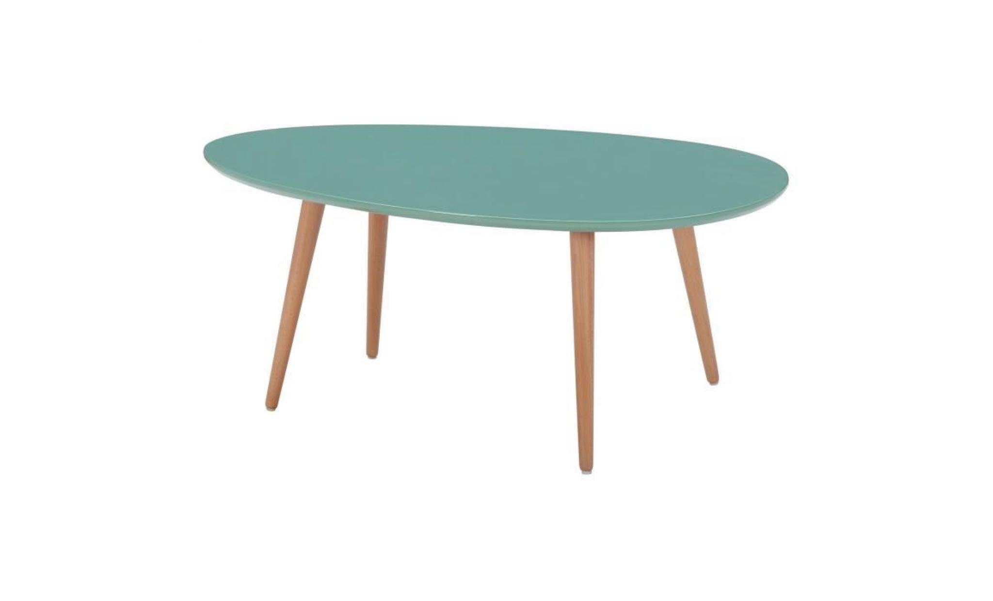 stone table basse ovale scandinave vert menthe laqué   l 98 x l 61 cm