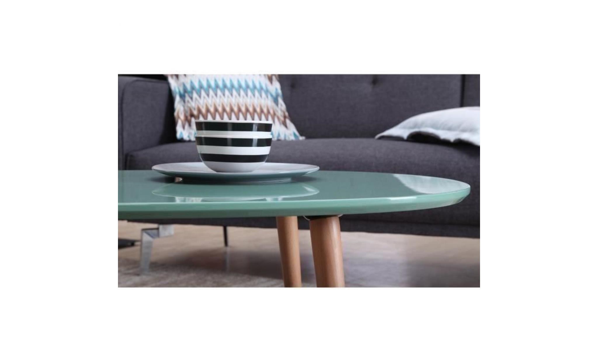 stone table basse ovale scandinave vert menthe laqué   l 98 x l 61 cm pas cher