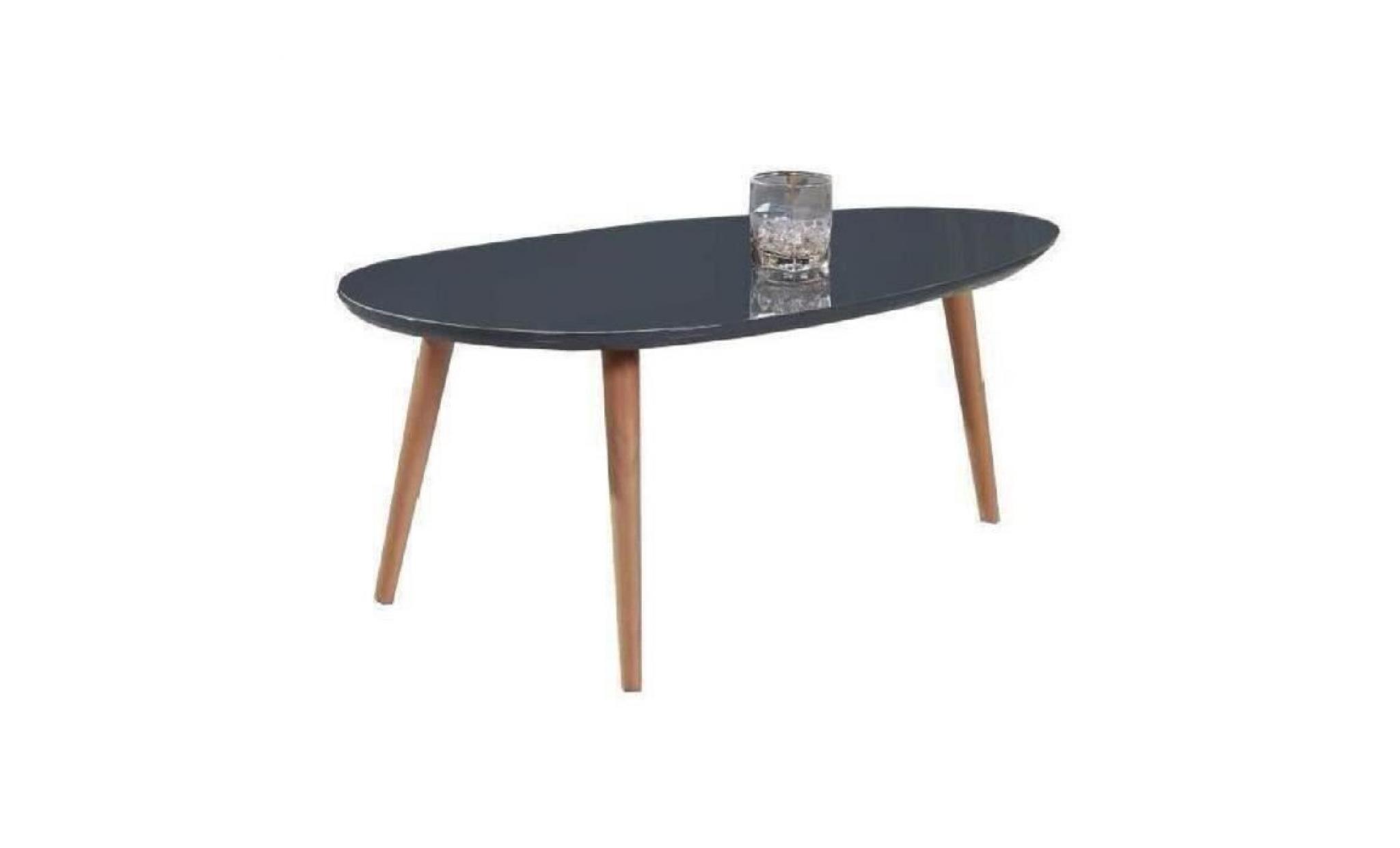 stone table basse ovale scandinave gris laqué   l 88 x l 48 cm