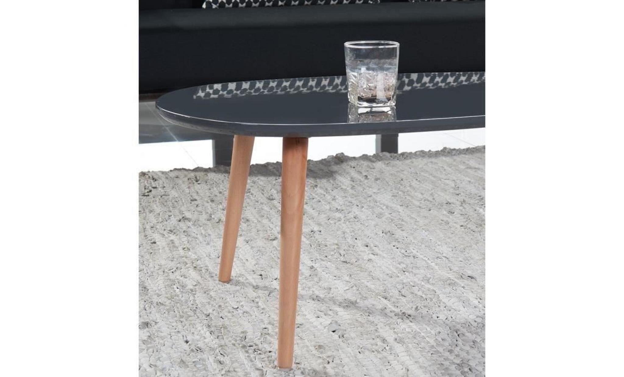 stone table basse ovale scandinave gris laqué   l 88 x l 48 cm pas cher