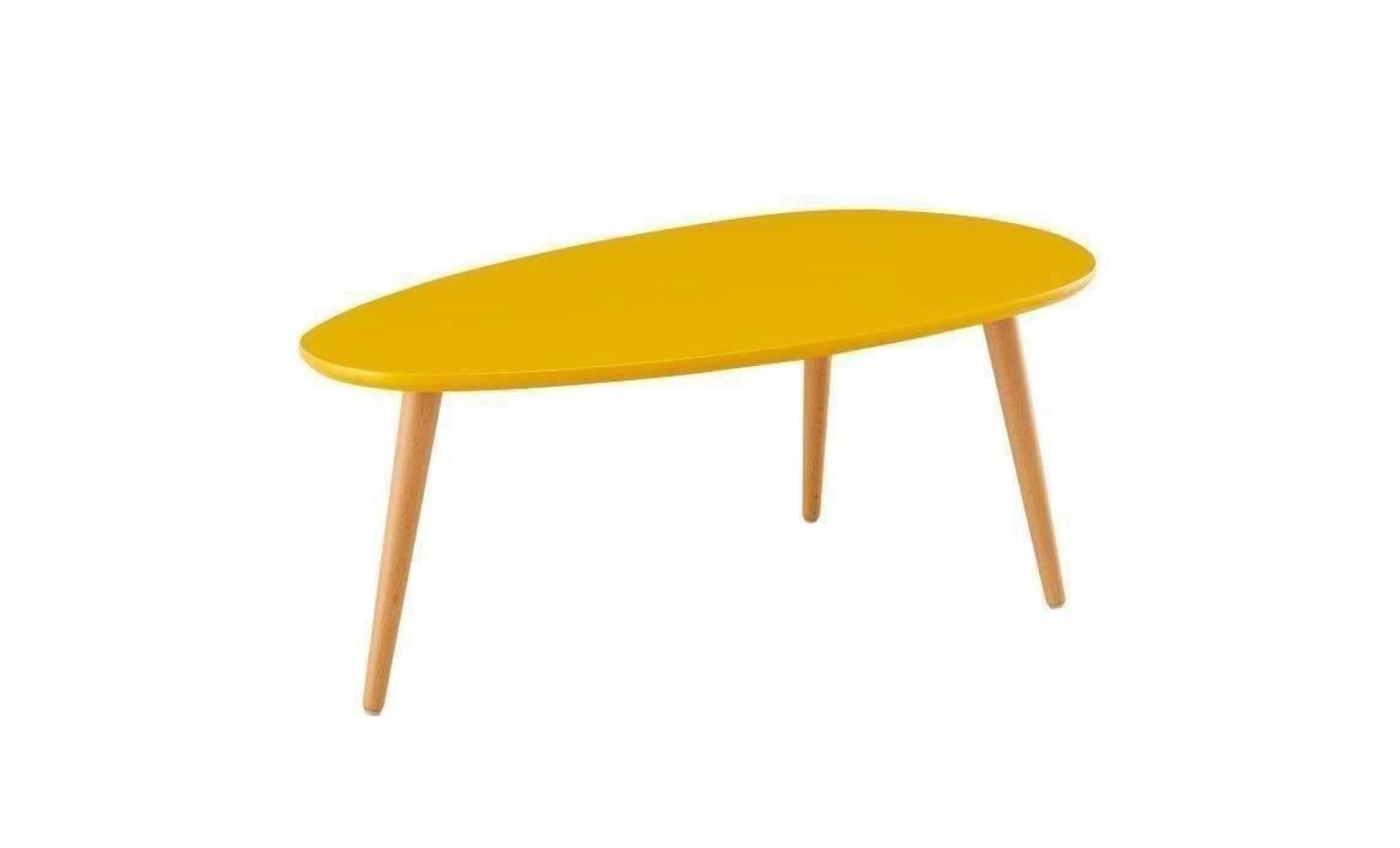 stone table basse ovale scandinave jaune moutarde laqué   l 88 x l 48 cm